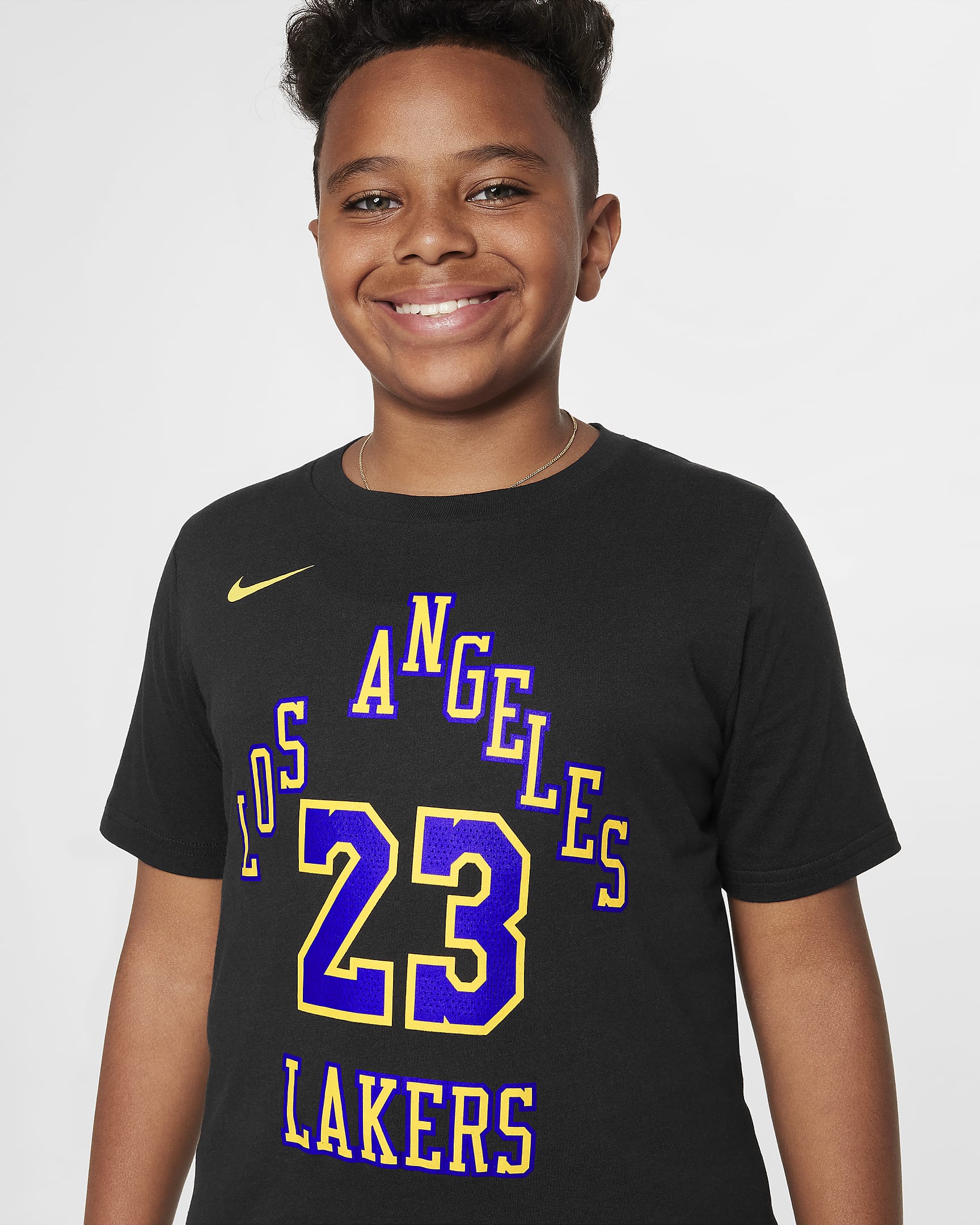 LeBron James Los Angeles Lakers City Edition Nike NBA-T-Shirt für ältere Kinder (Jungen) - Schwarz