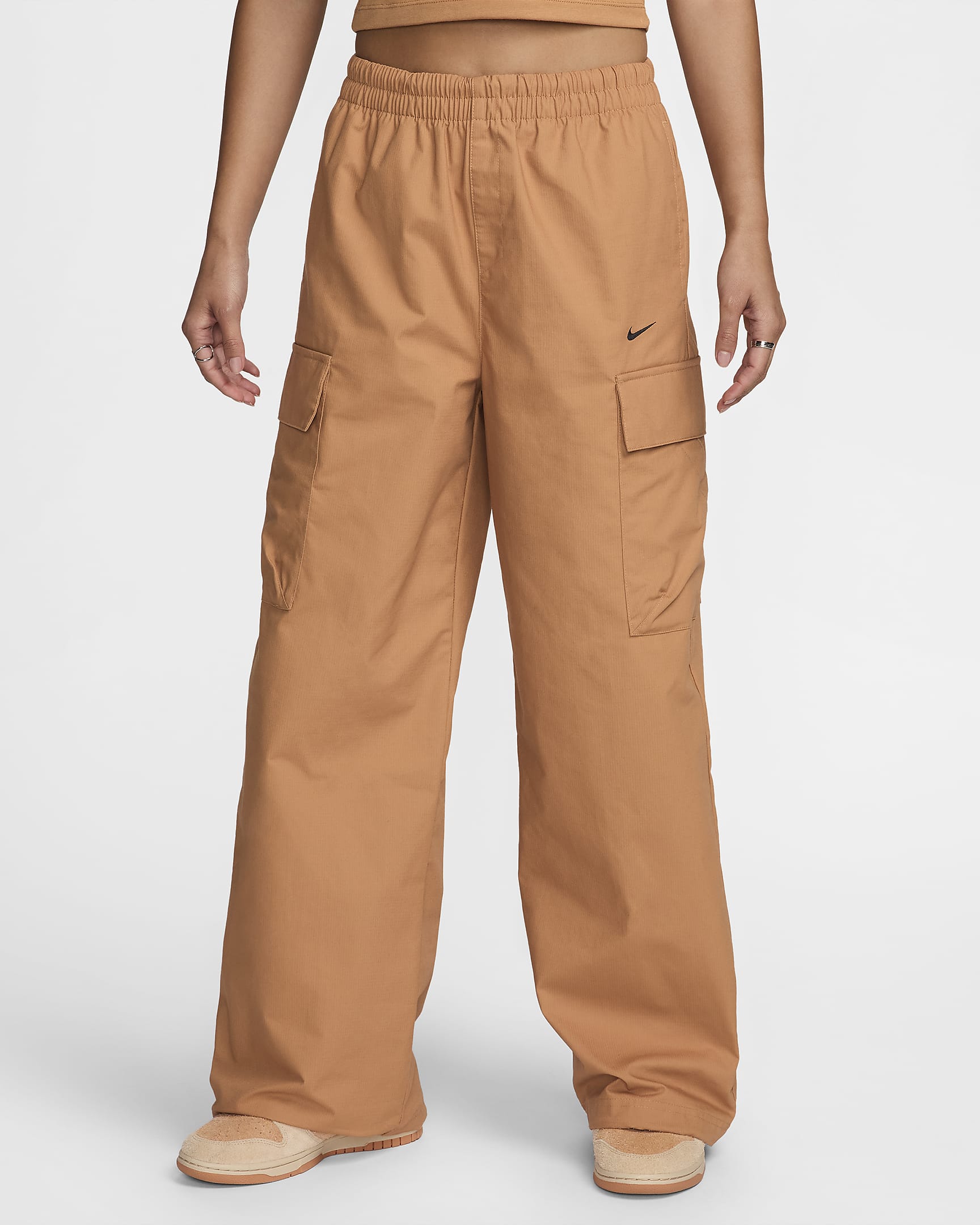 Nike Sportswear Everything Wovens Women's Mid-Rise Cargo Trousers - Flax/Black