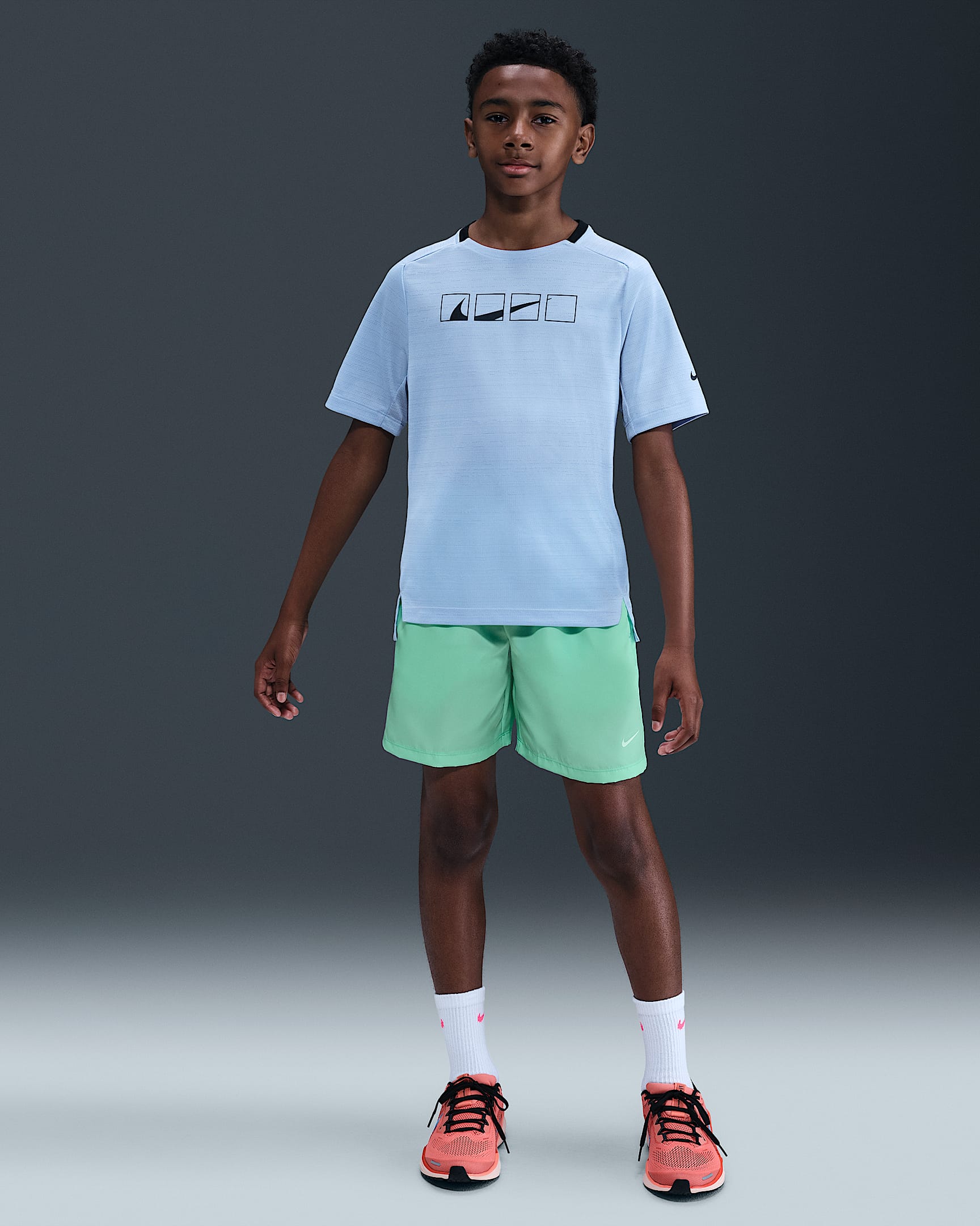 Nike Multi Big Kids' Dri-FIT Training Shorts - Mint Foam/White