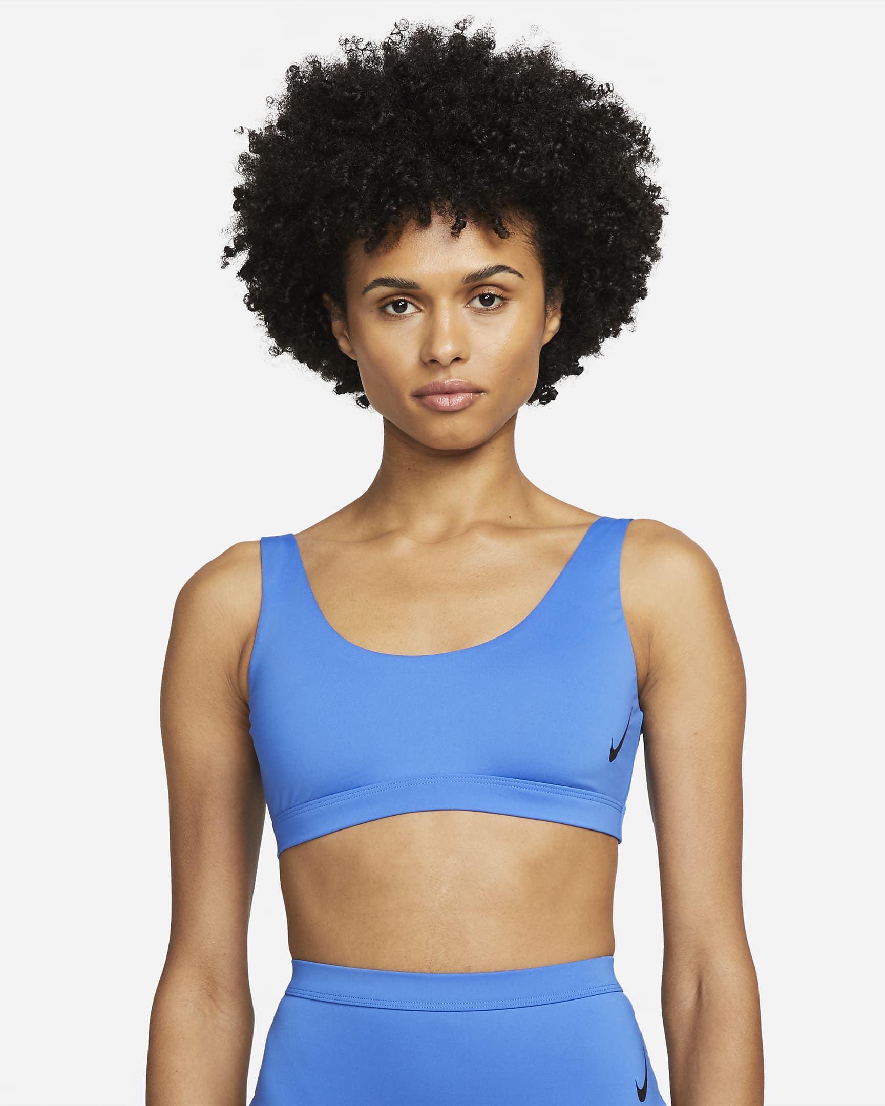 Nike Sneakerkini-bikinitop med rund hals til kvinder - Pacific Blue/sort/sort