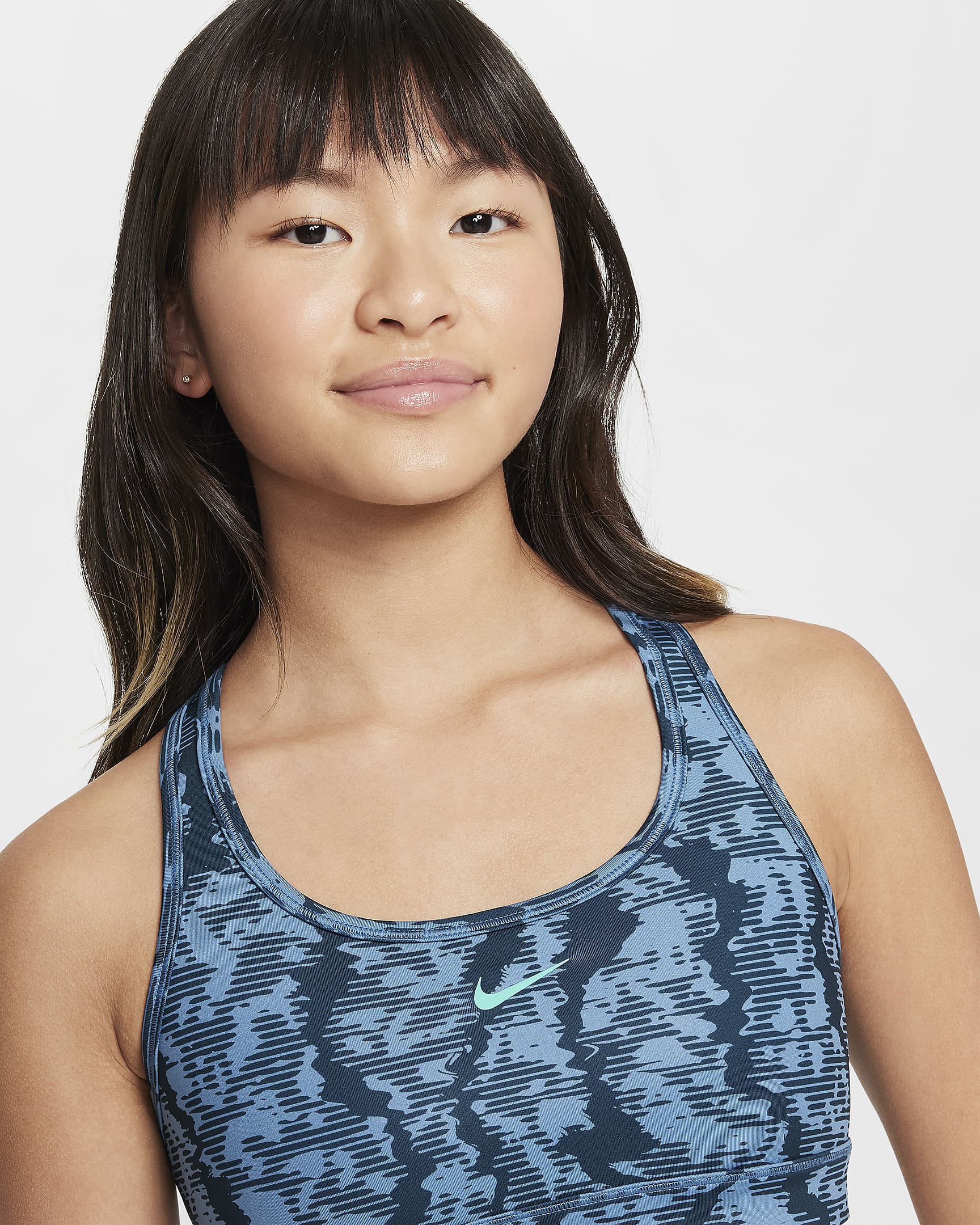 Nike Swoosh Girls' Reversible Sports Bra - Armoury Navy/Aegean Storm/Green Frost