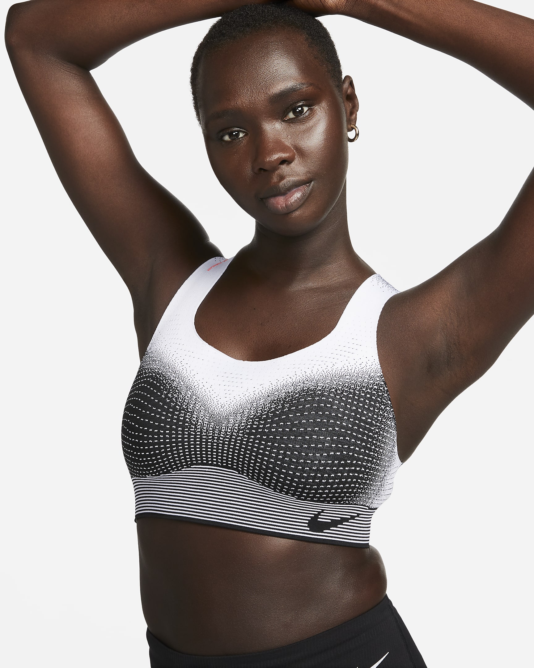 Nike Swoosh Flyknit Women's High-Support Non-Padded Sports Bra - Black/White/Bright Crimson