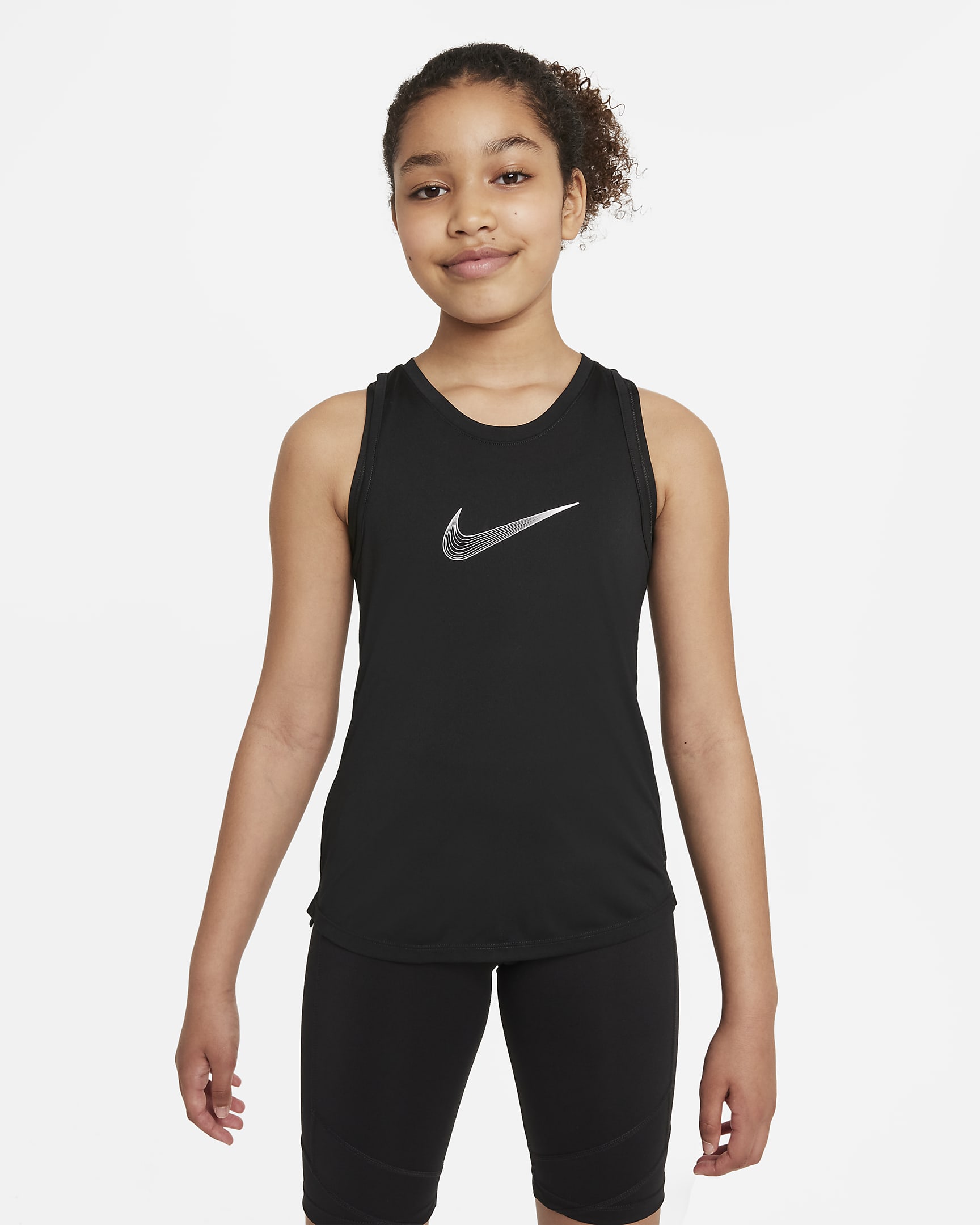 Nike One Big Kids' (Girls') Dri-FIT Training Tank - Black/White