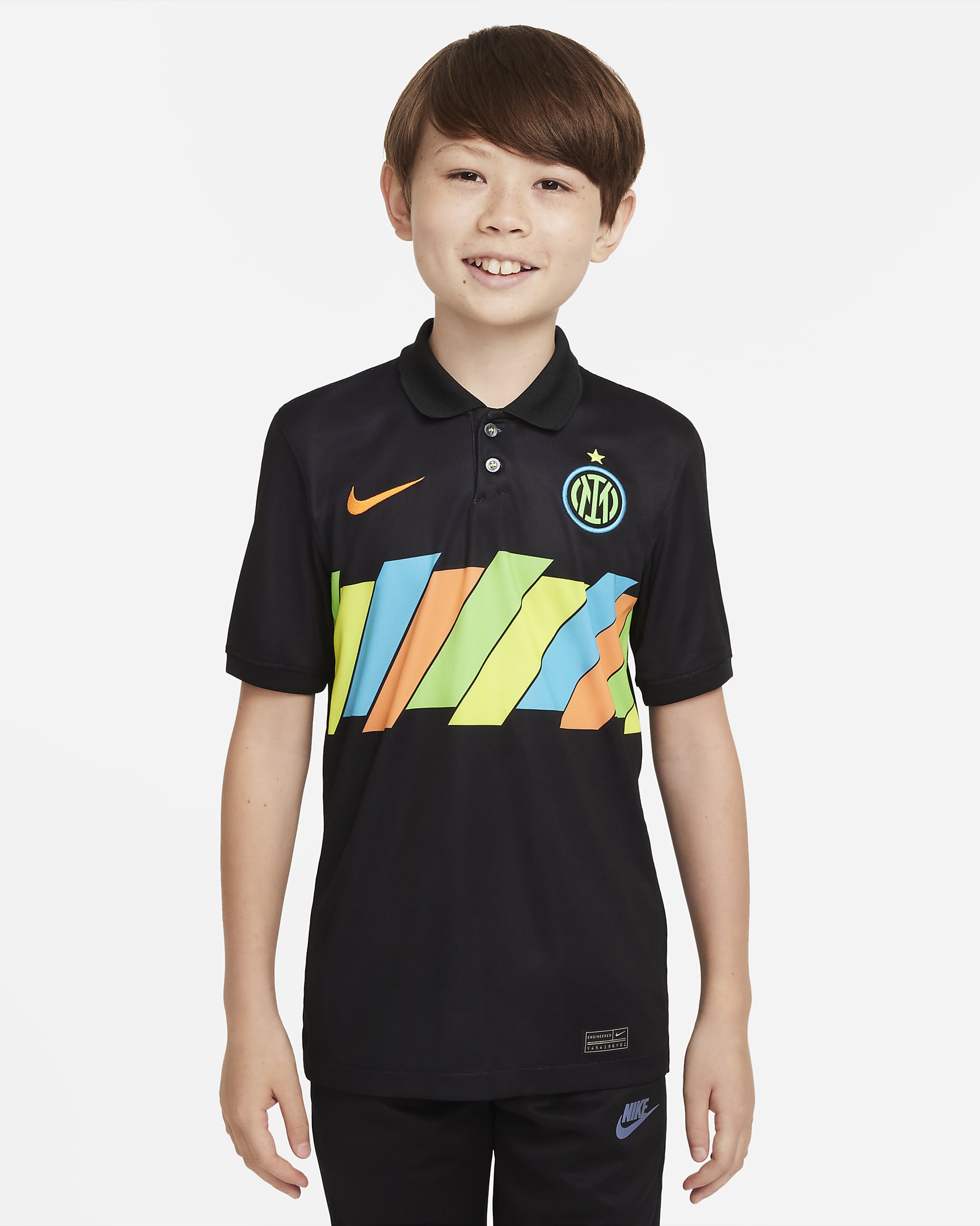 Inter Milan 2021/22 Stadium Third Big Kids' Nike Dri-FIT Soccer Jersey - Black/Total Orange