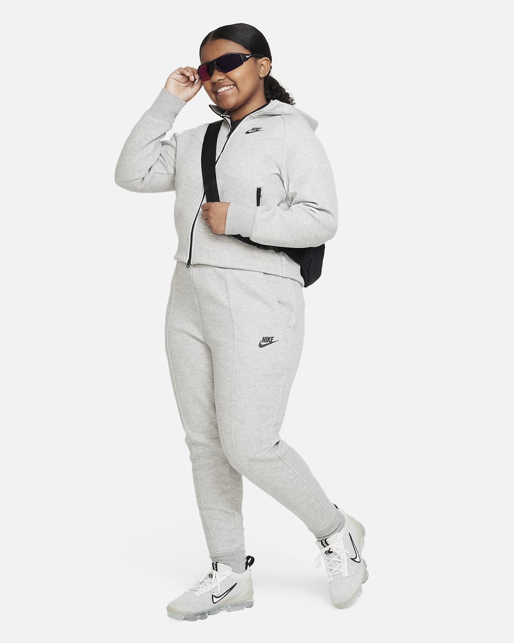 Survêtement Nike Sportswear Tech Fleece pour ado (fille) (taille élargie) - Dark Grey Heather/Noir/Noir