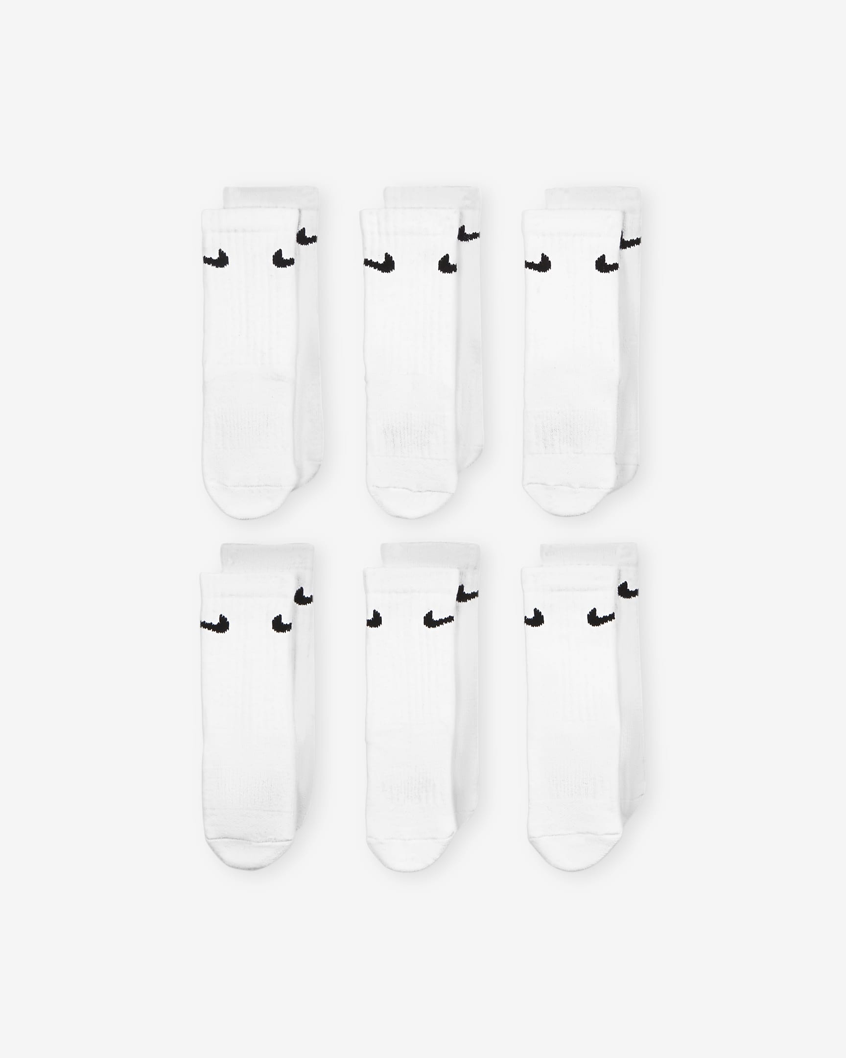 Calcetas para niños talla pequeña Nike Dri-FIT Performance Basics (6 pares) - Blanco/Negro