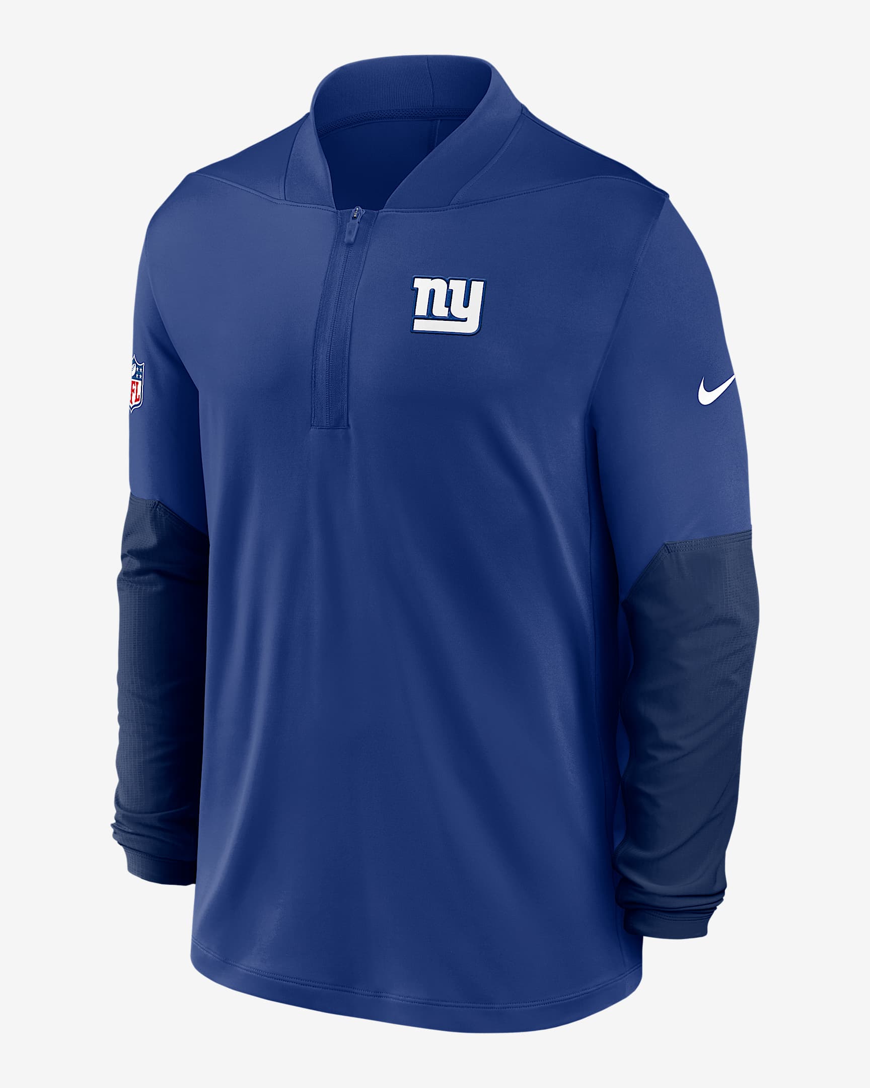 New York Giants Feel The Pressure Men's Nike Dri-FIT NFL 1/2-Zip Top - Royal
