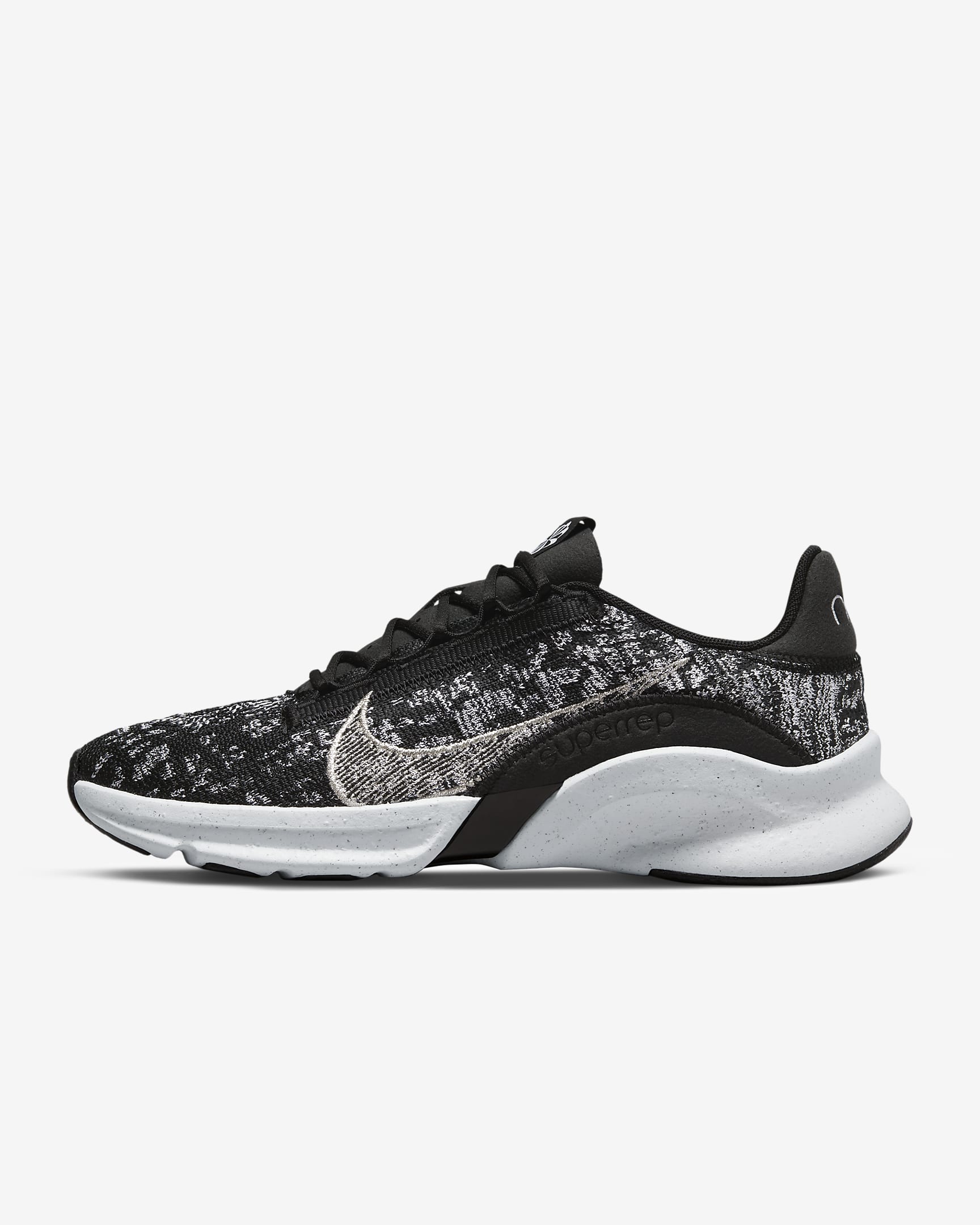 Tenis de entrenamiento para mujer Nike SuperRep Go 3 Flyknit Next Nature - Negro/Blanco/Plata metalizado