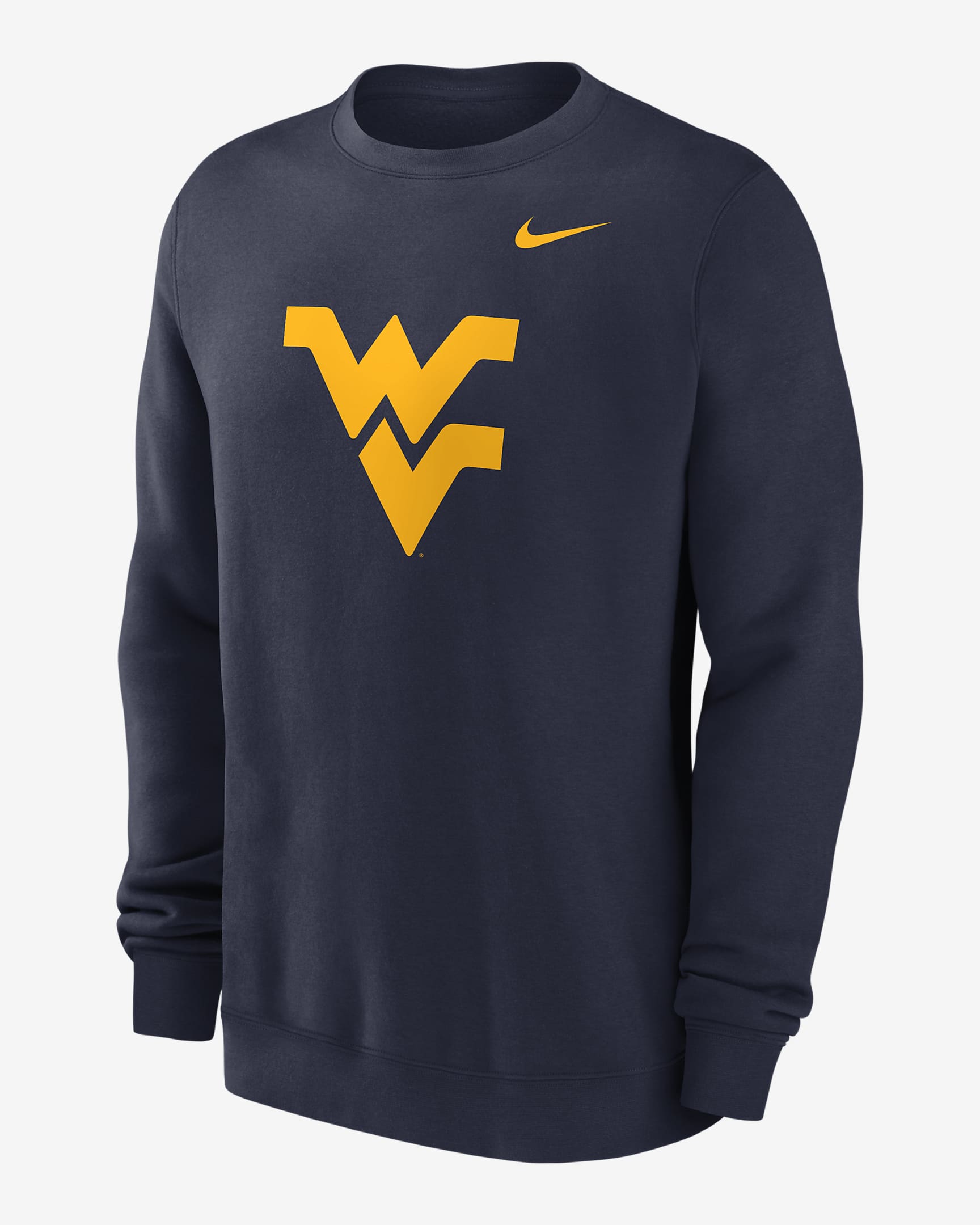 Sudadera de cuello redondo universitaria Nike con gorro sin cierre para hombre West Virginia Mountaineers Primetime Logo - Azul marino universitario