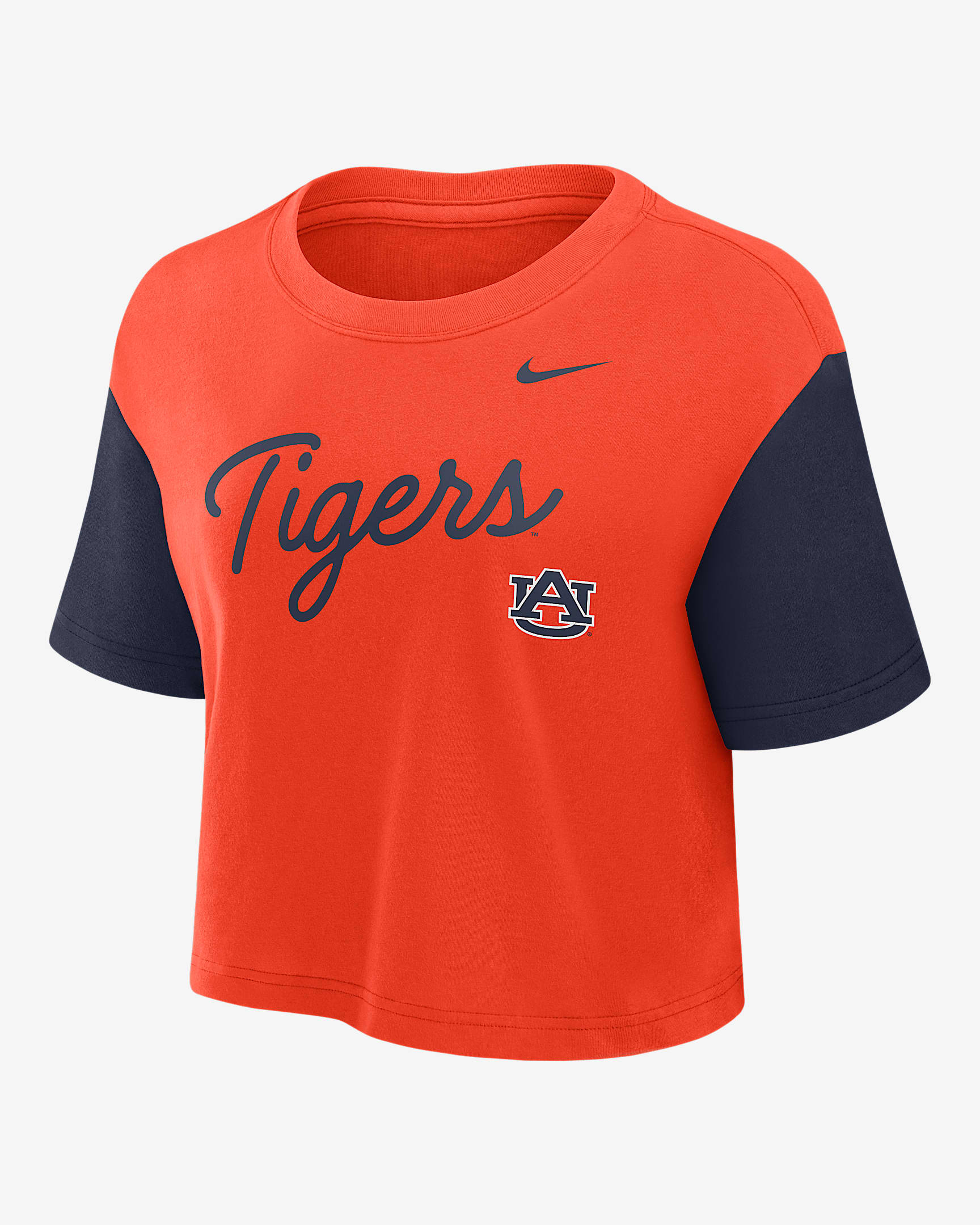 Auburn Script Women's Nike Dri-FIT College Cropped T-Shirt - Orange