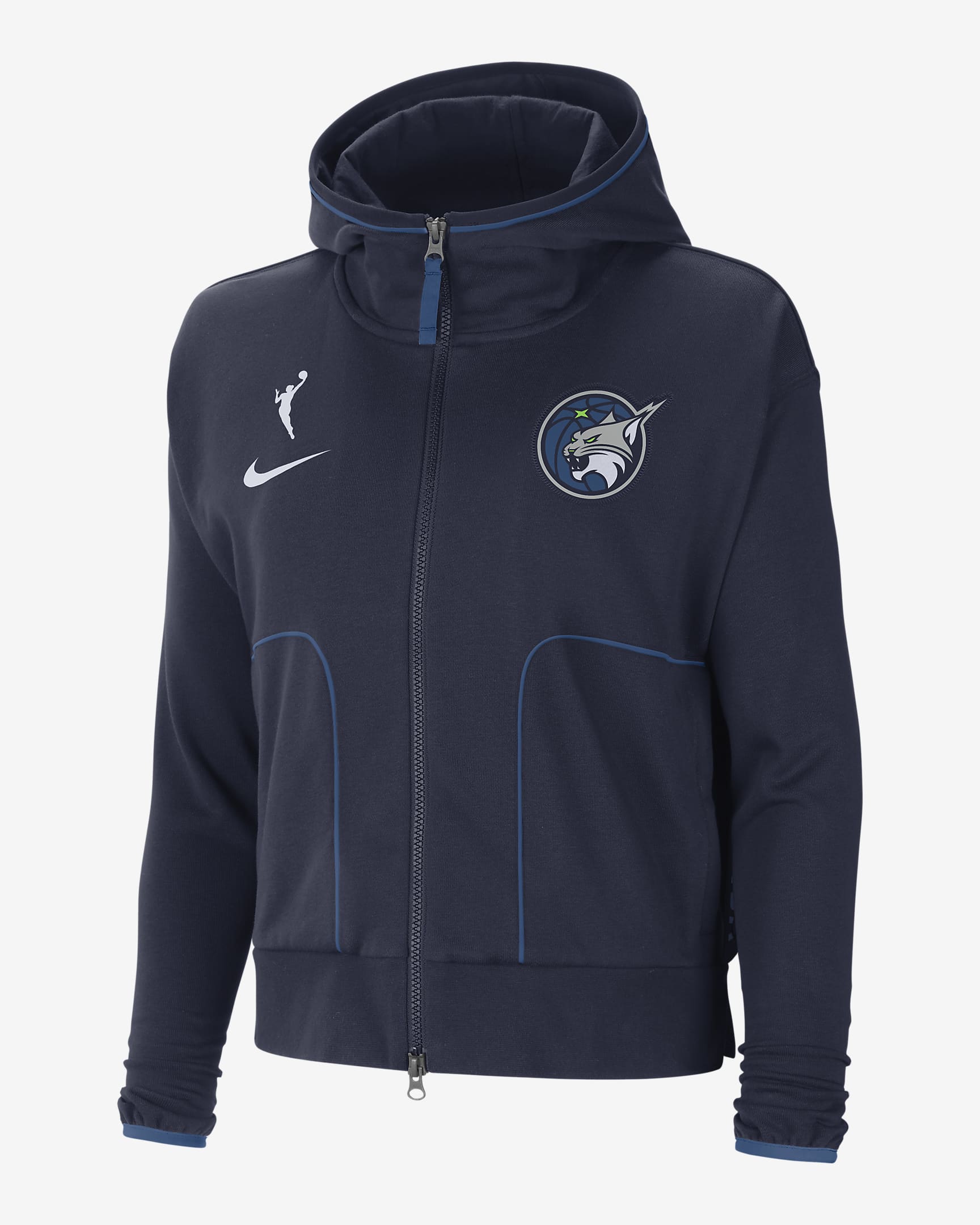 Chamarra tejida Nike WNBA para mujer Minnesota Lynx - Azul marino universitario/Azul cancha/Negro/Blanco