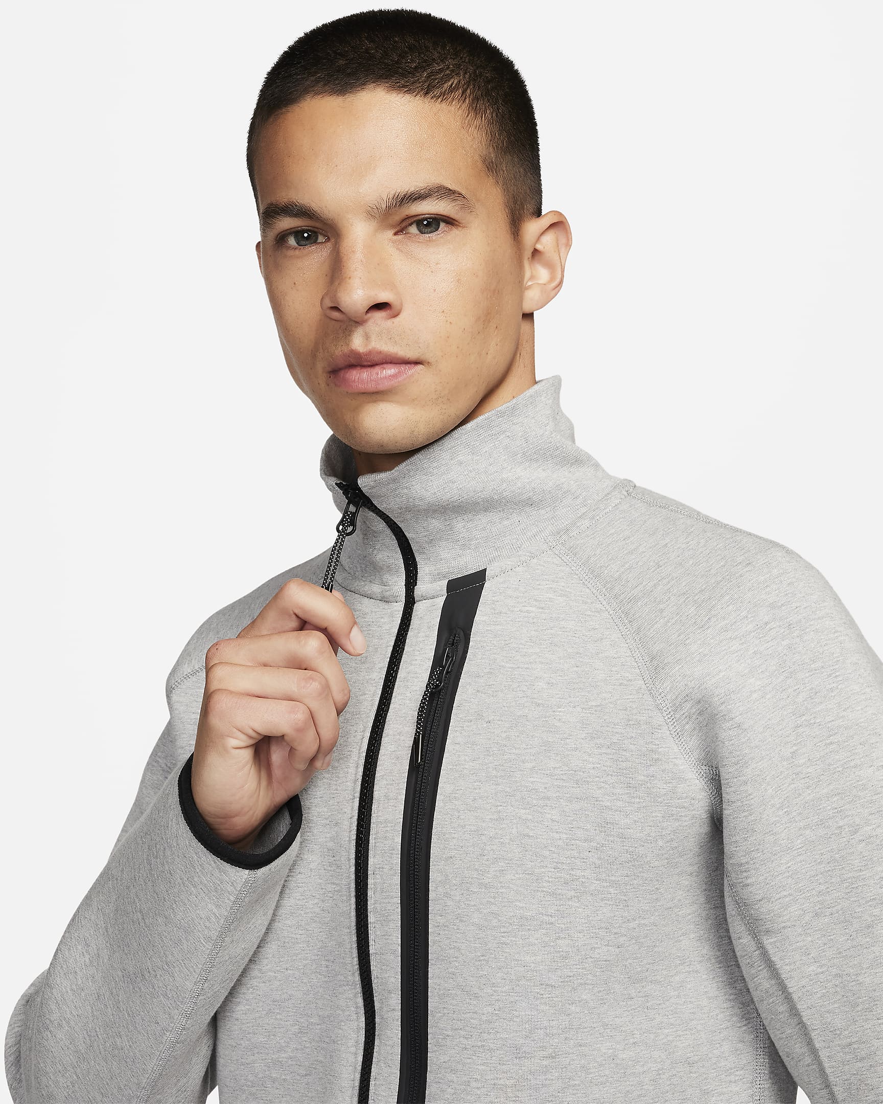 Chamarra de ajuste slim para hombre Nike Sportswear Tech Fleece OG - Gris oscuro jaspeado/Negro