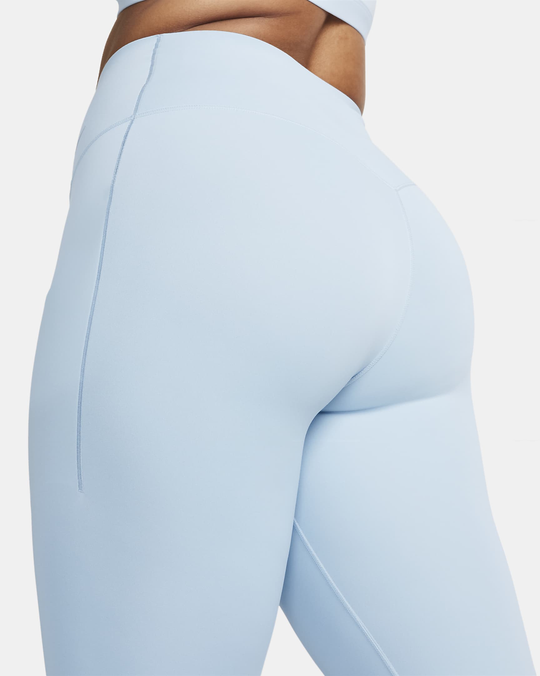 Leggings de 7/8 de tiro alto y sujeción media con bolsillos para mujer Nike Universa - Azul militar claro/Negro