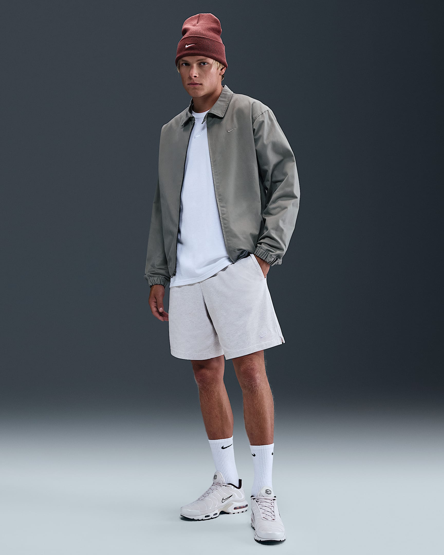 Short en maille Nike Club pour homme - Birch Heather/Blanc