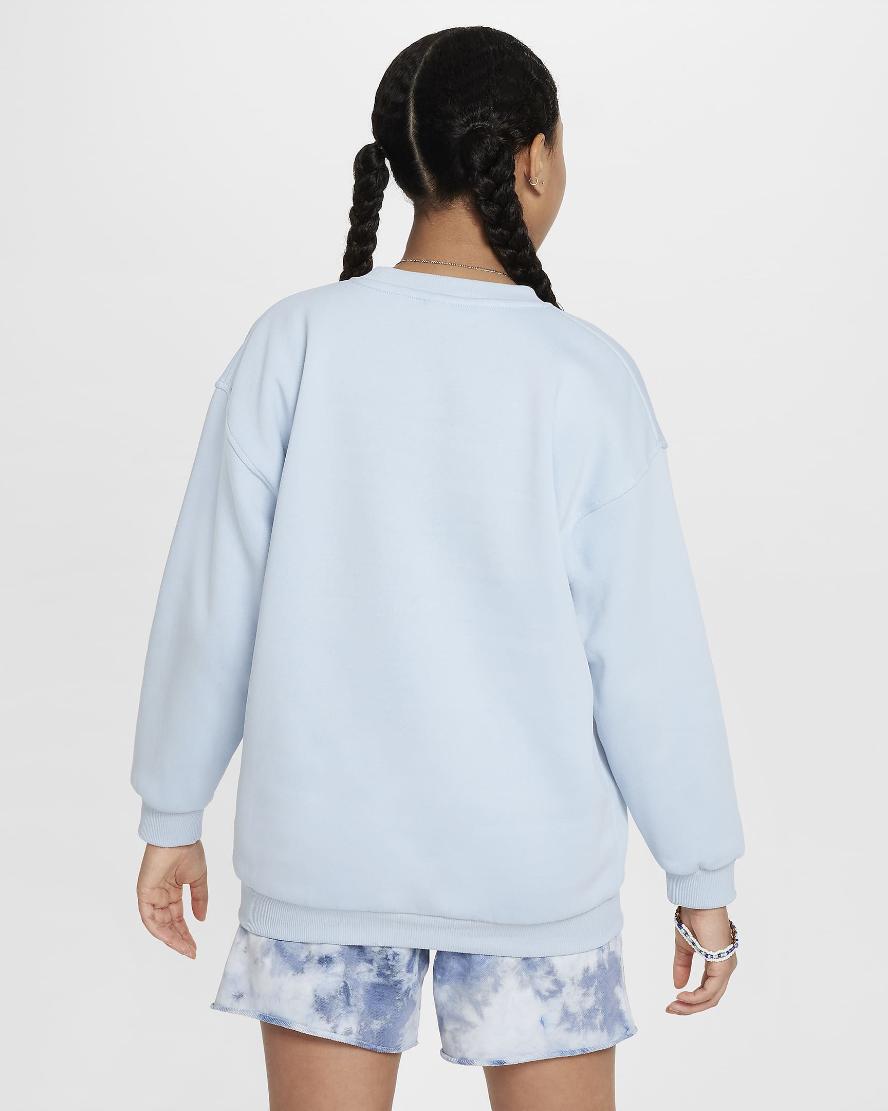 Nike Sportswear Club Fleece Big Kids' Oversized Sweatshirt - Light Armory Blue/White