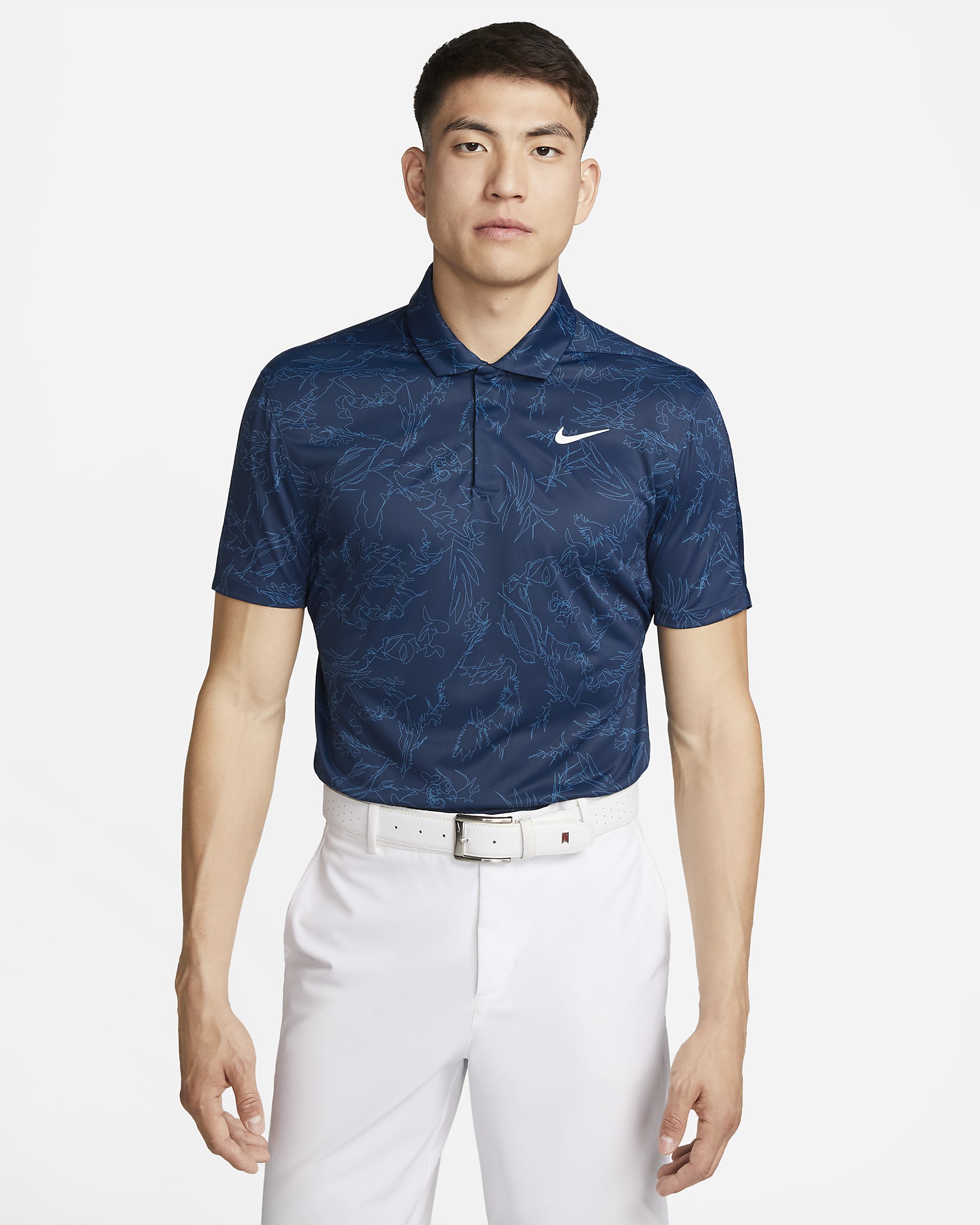 Tiger Woods Men's Nike Dri-FIT ADV Golf Polo - Midnight Navy/White