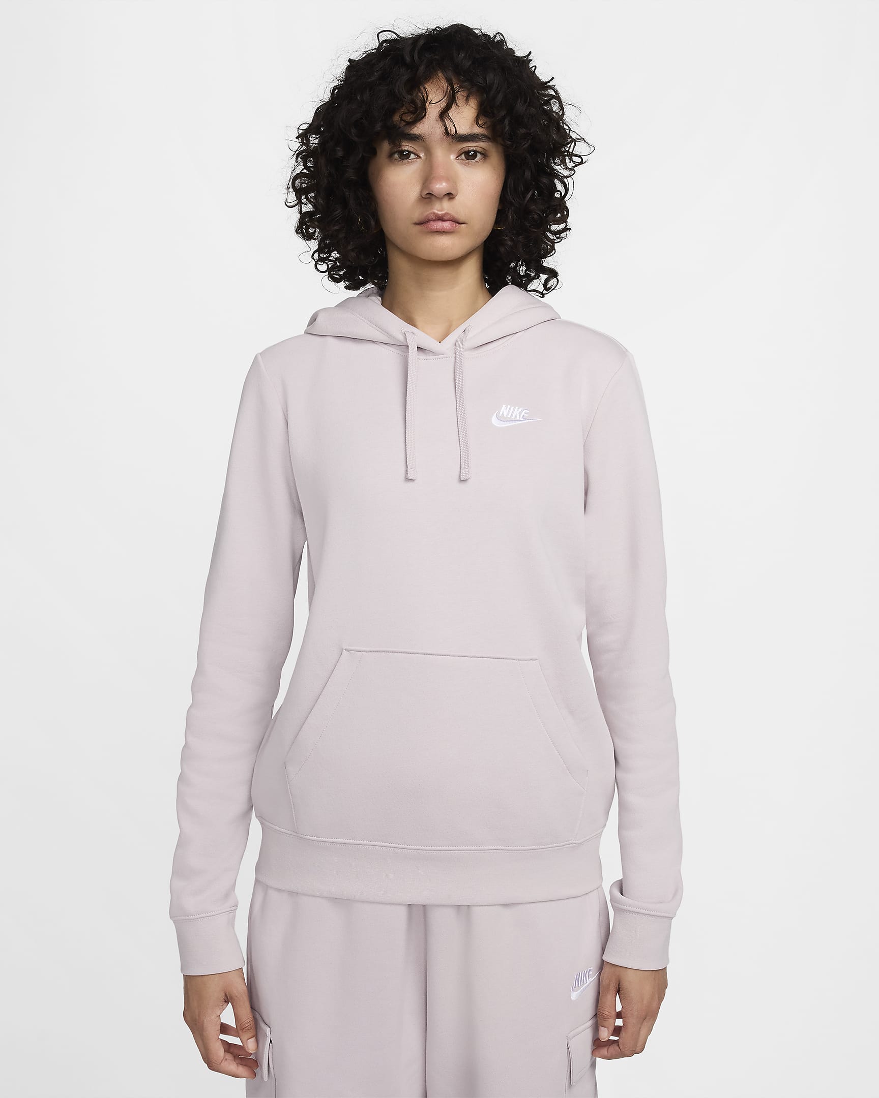 Sudadera con gorro sin cierre para mujer Nike Sportswear Club Fleece - Violeta platino/Blanco