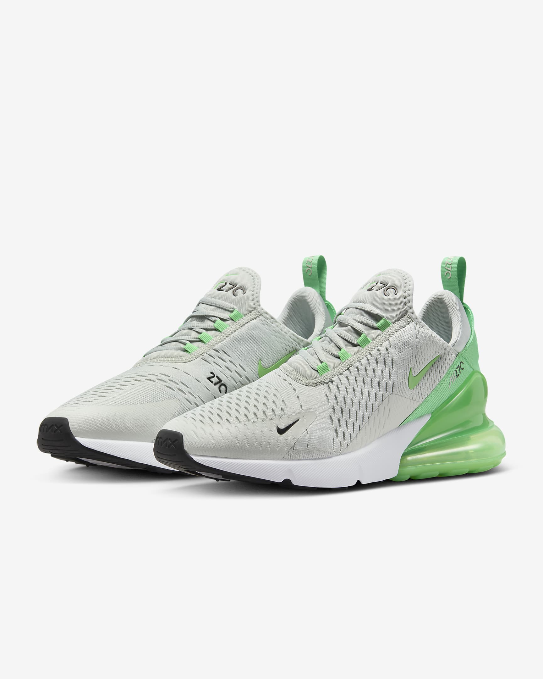 Nike Air Max 270 Men's Shoes - Light Silver/Black/White/Green Shock