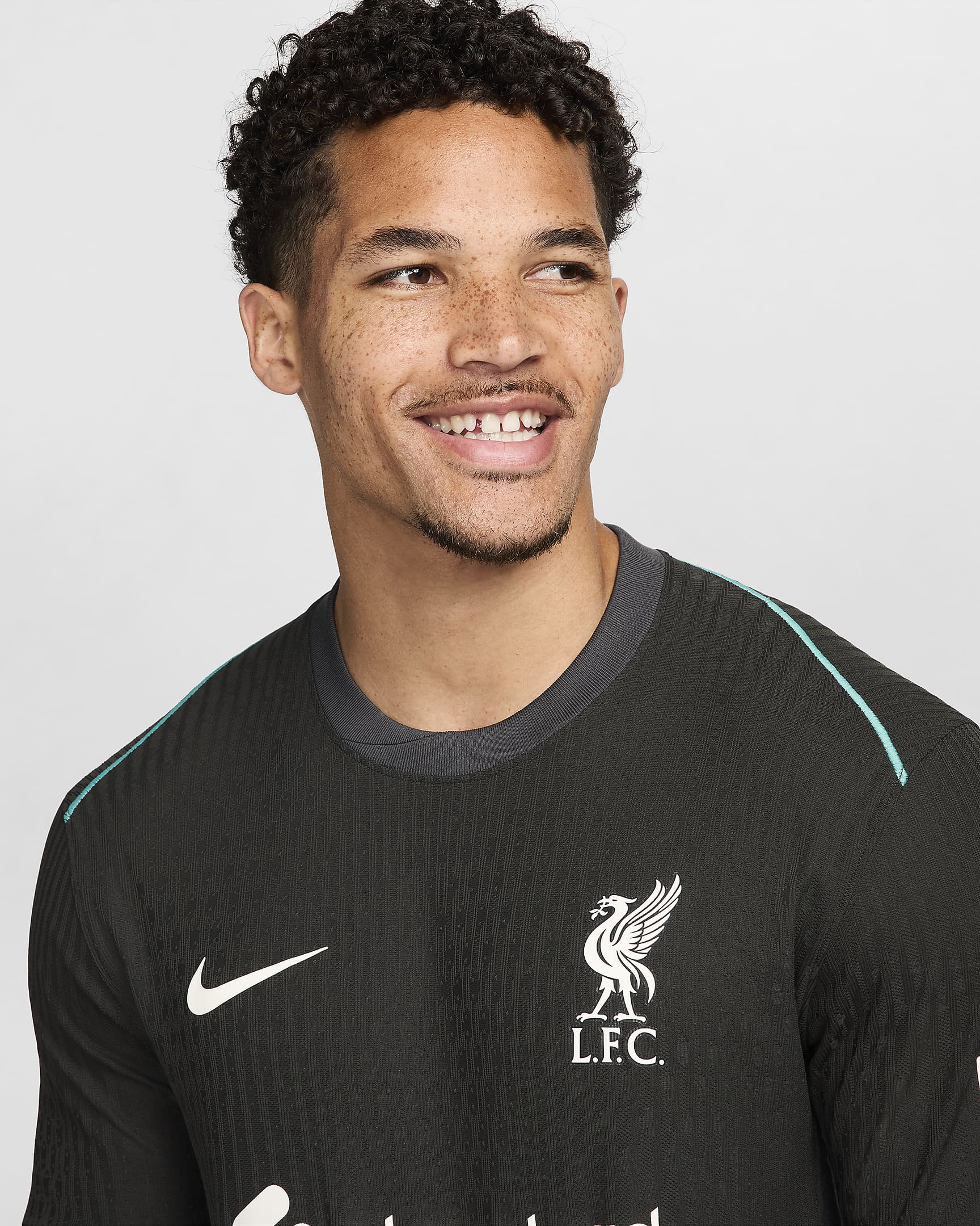 Liverpool FC 2024/25 Match (bortedrakt) Nike Dri-FIT ADV Authentic fotballdrakt til herre - Svart/Anthracite/Washed Teal/Sail