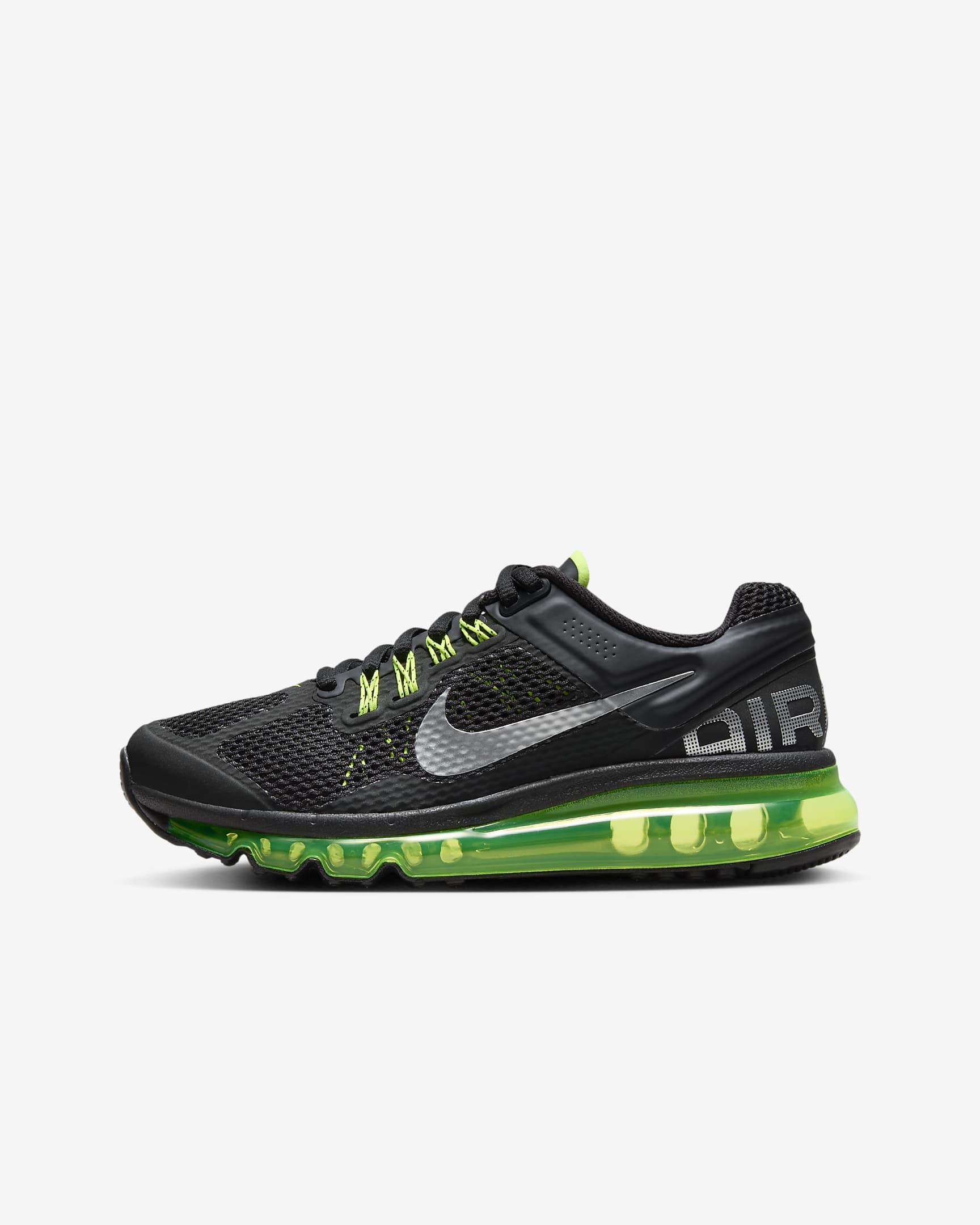 Nike Air Max 2013 Big Kids' Shoes - Black/Volt/Metallic Silver