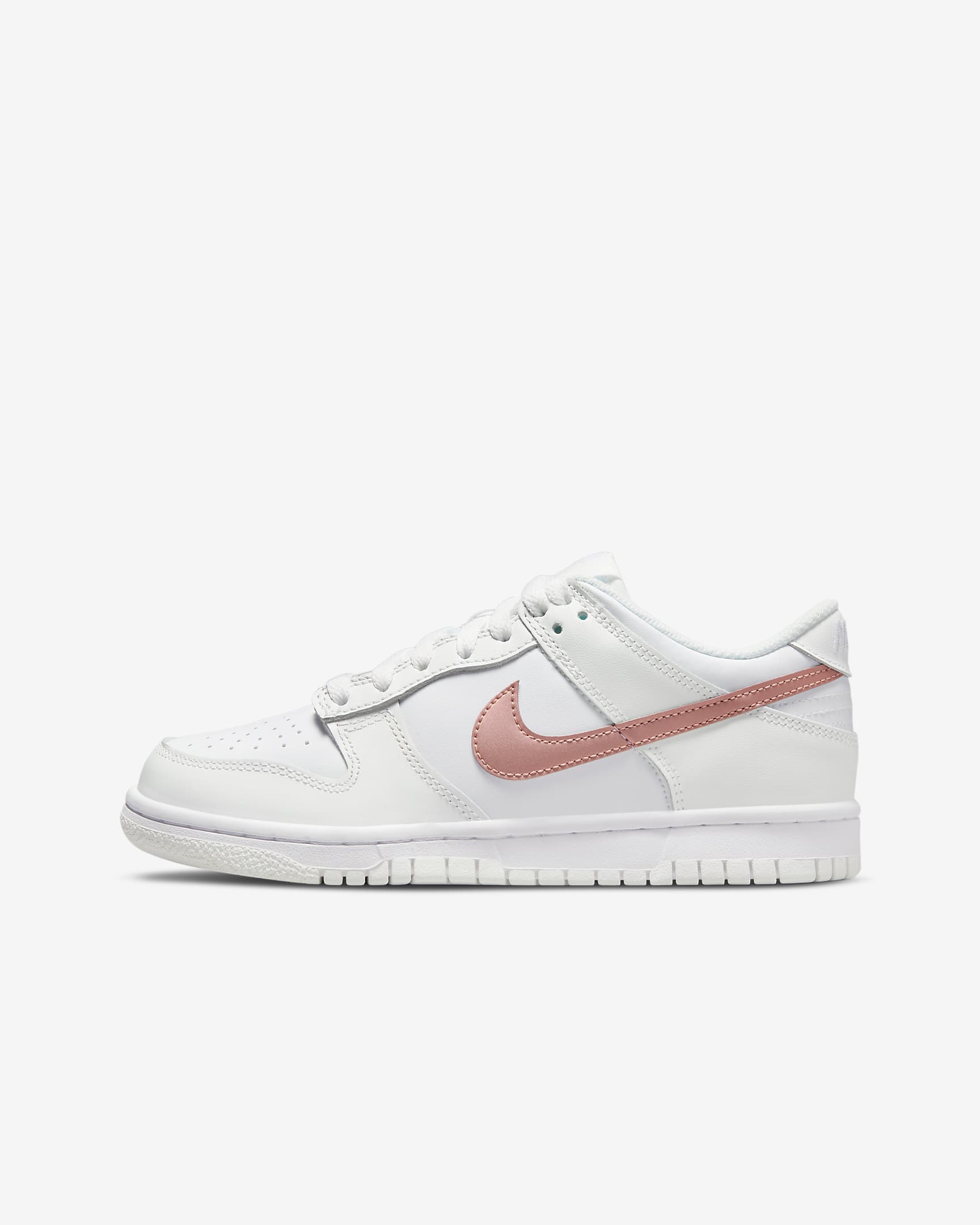 Nike Dunk Low Older Kids' Shoes - White/Summit White/Metallic Red Bronze