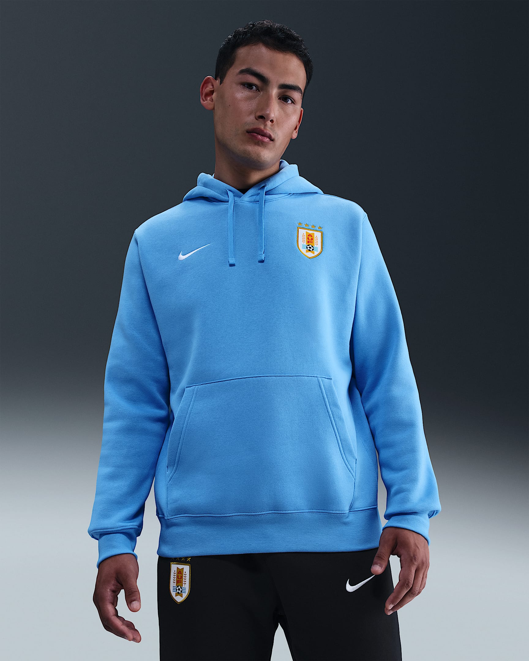 Sudadera de fútbol con gorro sin cierre Nike para hombre Uruguay Club - Azul universitario/Blanco