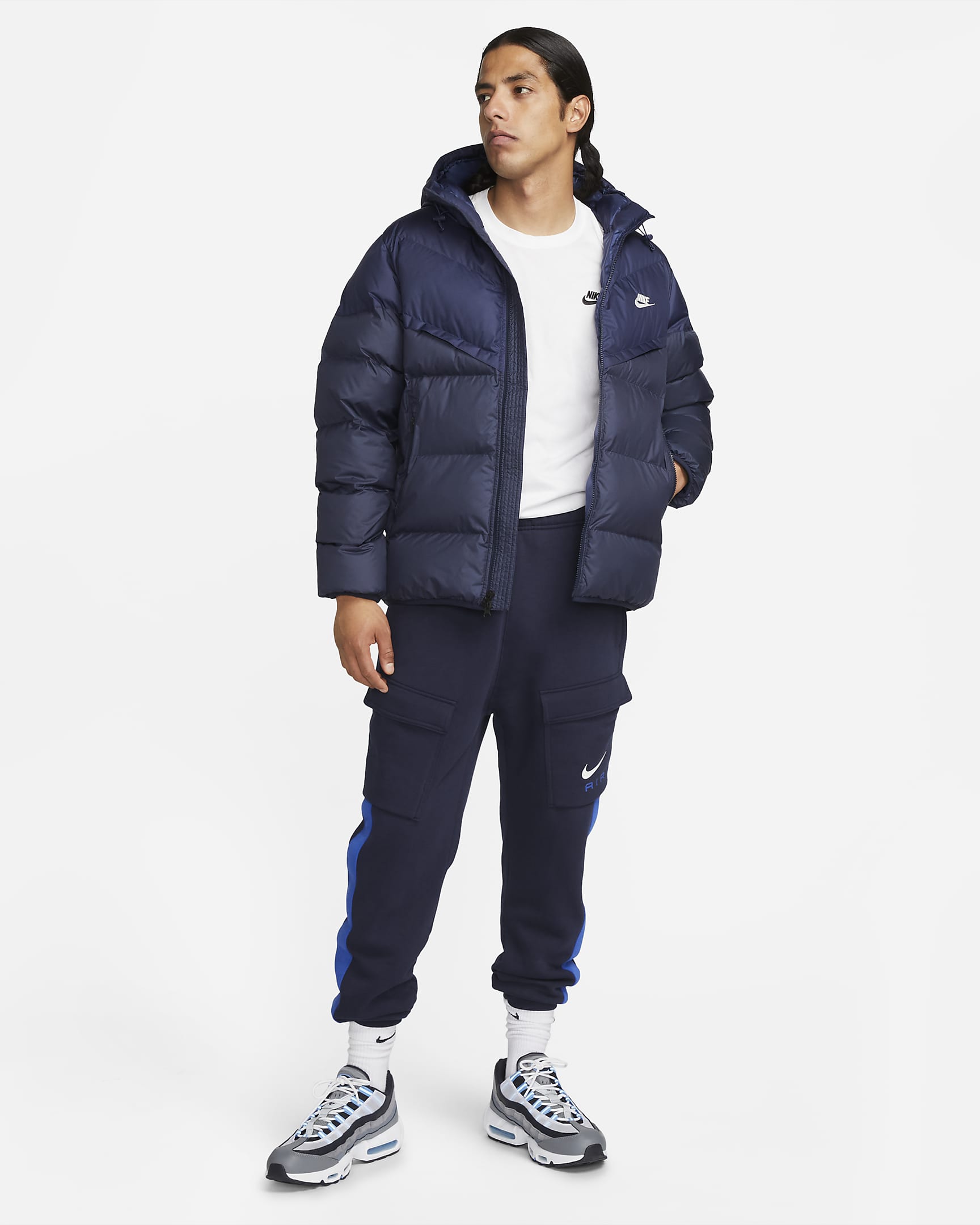 Pufferjacka med huva Nike Windrunner PrimaLoft® Storm-FIT för män - Midnight Navy/Obsidian/Sail