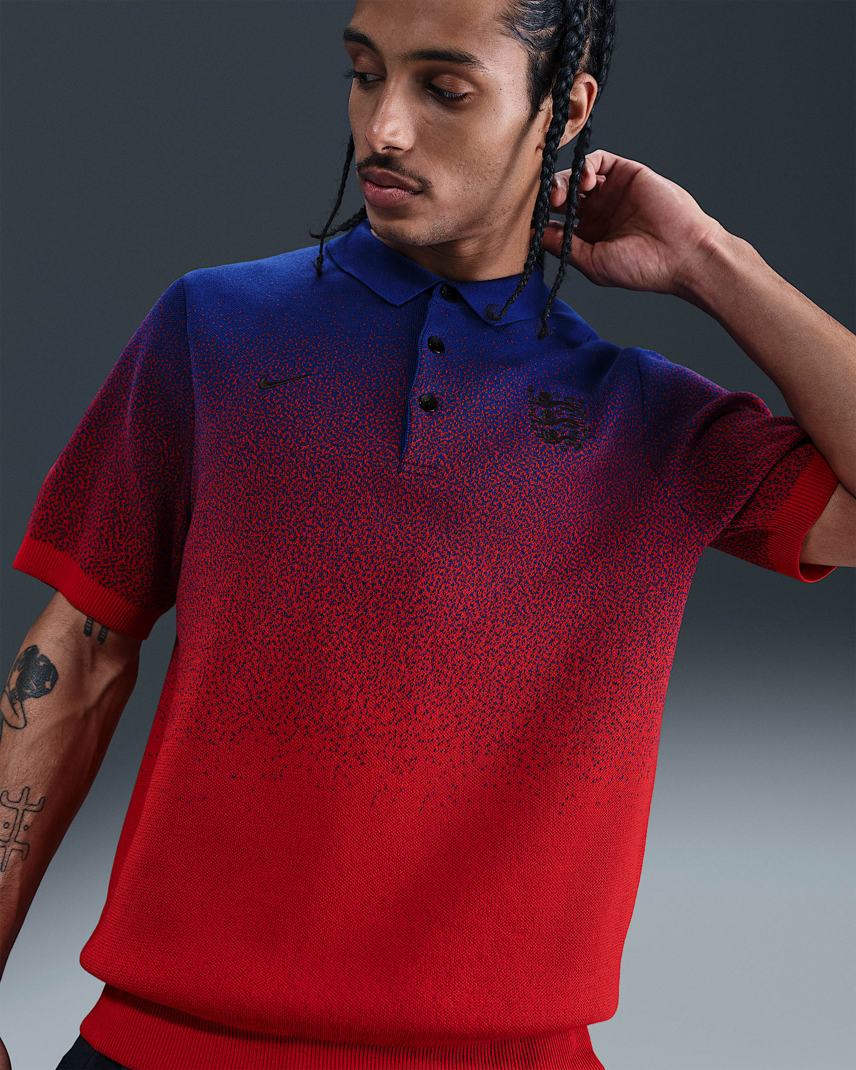 Męska piłkarska koszulka polo z dzianiny Nike Anglia Club - Hyper Blue/Challenge Red/Czerń