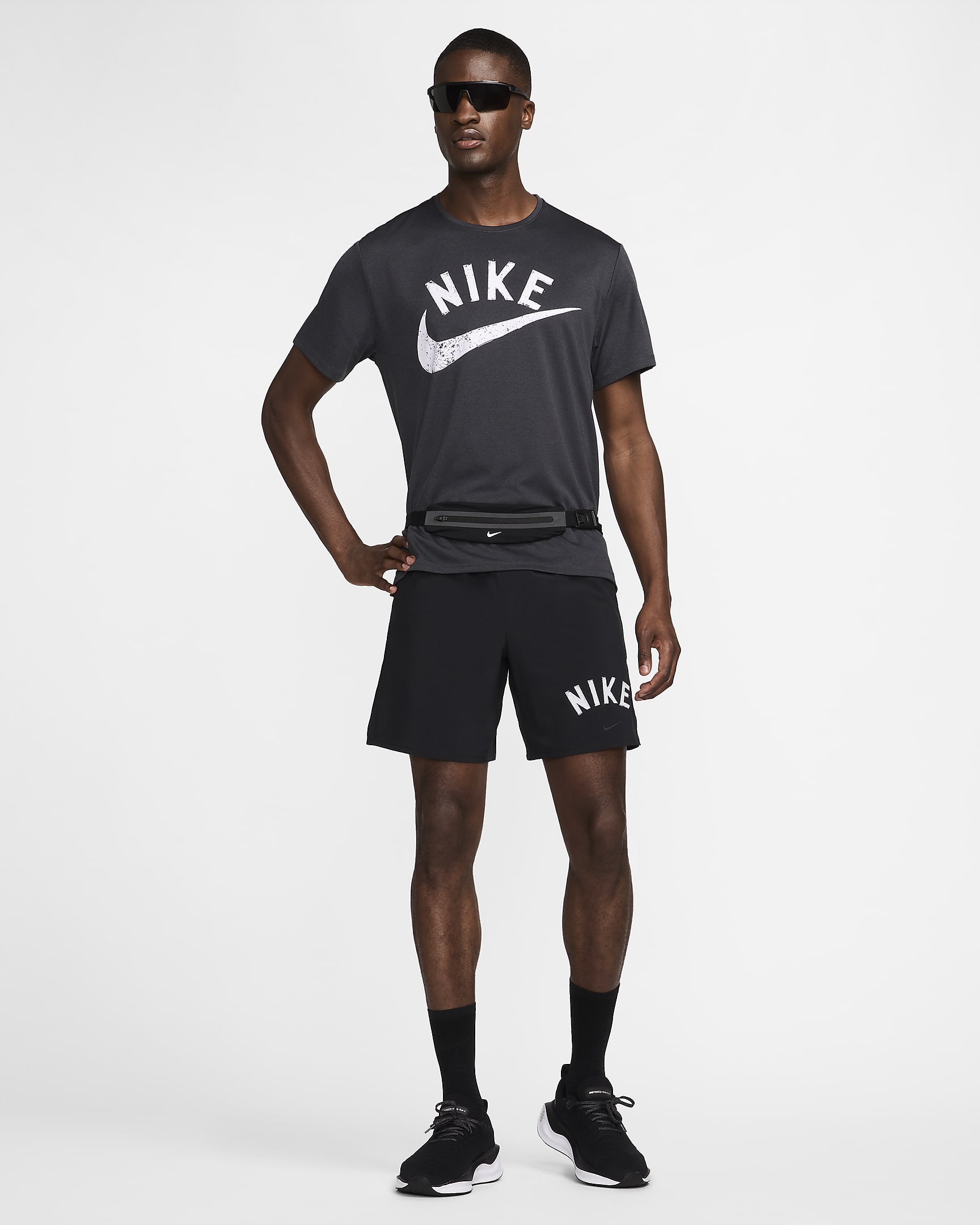 Nike Miler Men's Dri-FIT Short-Sleeve Running Top - Anthracite/Black/Heather/White