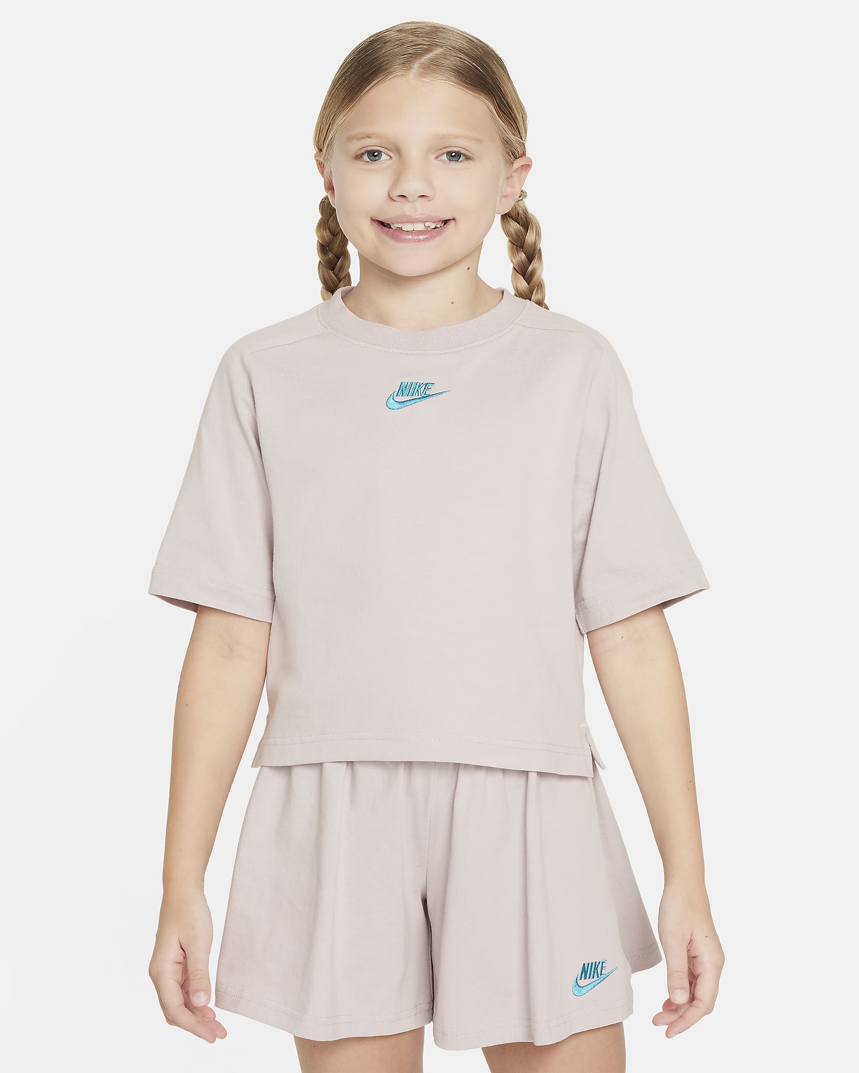 Haut à manches courtes Nike Sportswear pour Fille plus âgée - Platinum Violet/Aquamarine