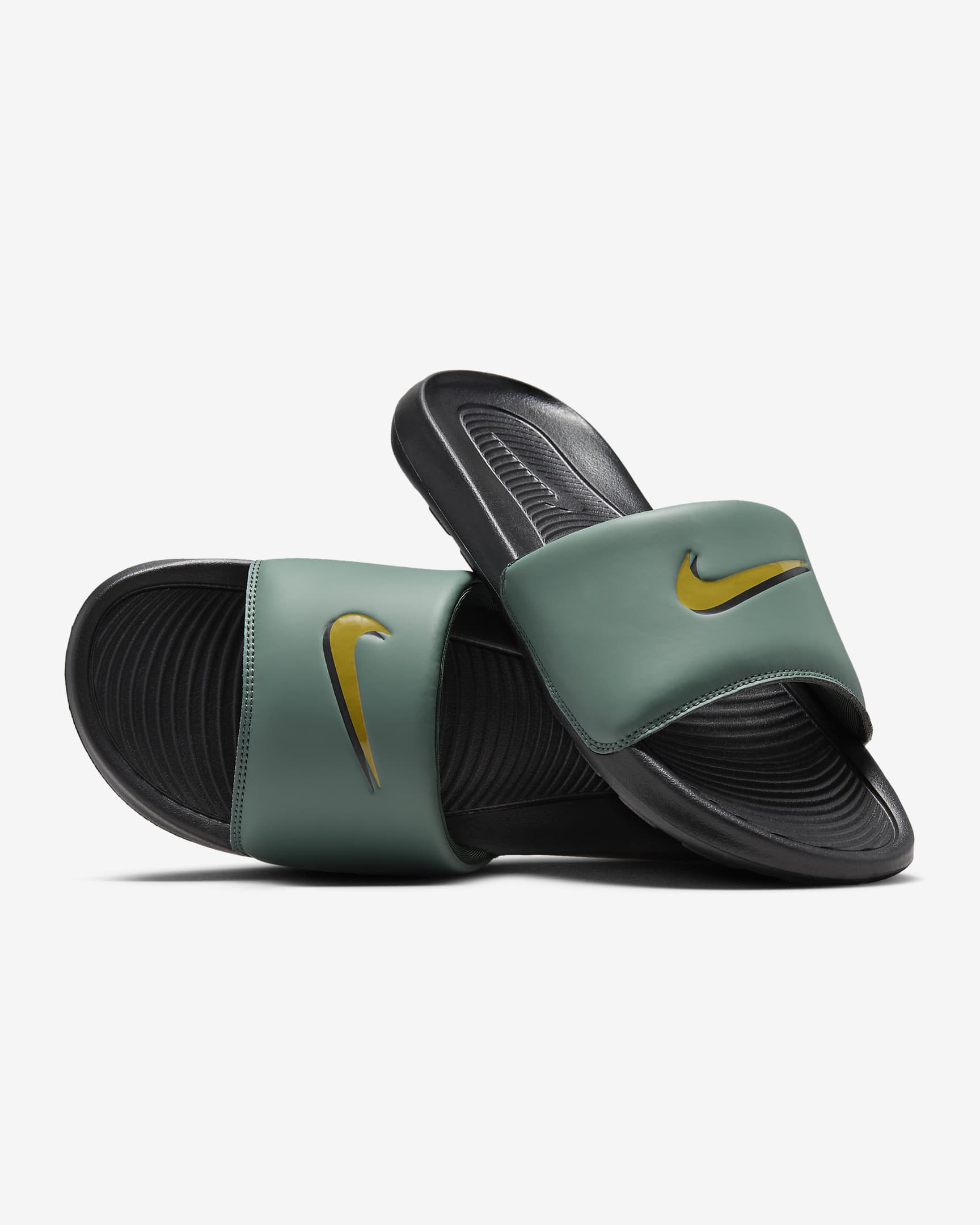 Nike Victori One Men's Slides - Black/Vintage Green/Bronzine