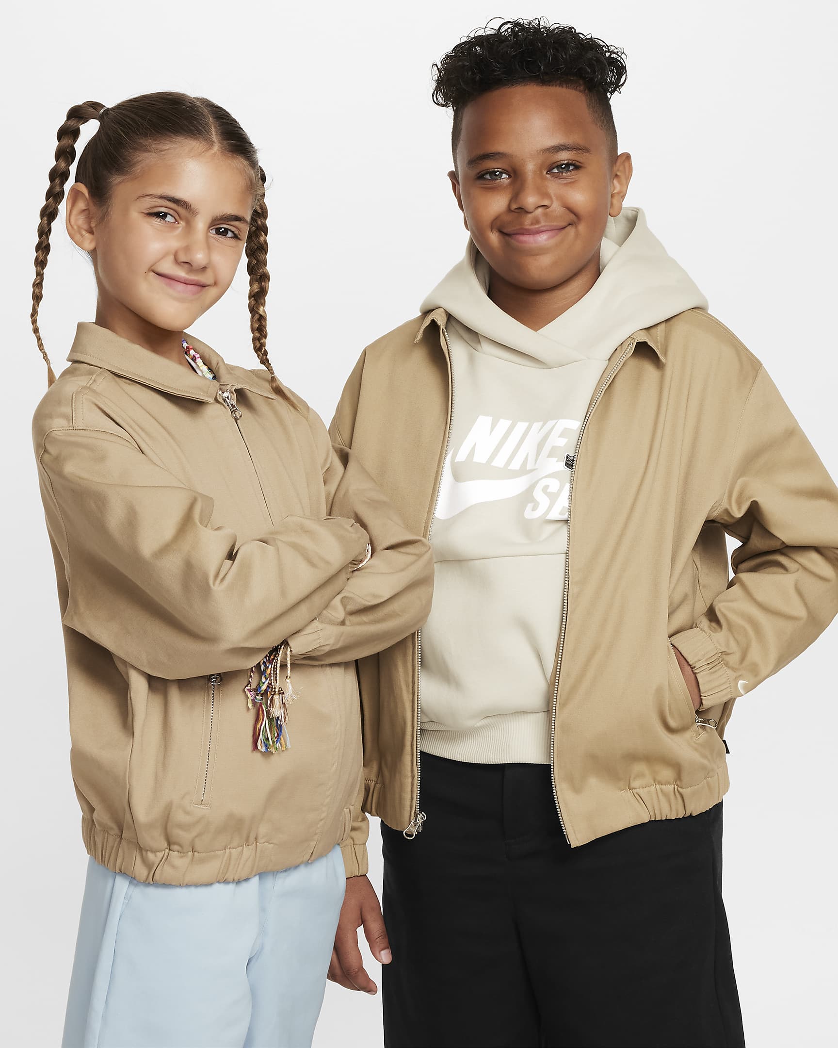 Nike SB Skate-Coach-Jacke für ältere Kinder - Khaki/Light Orewood Brown