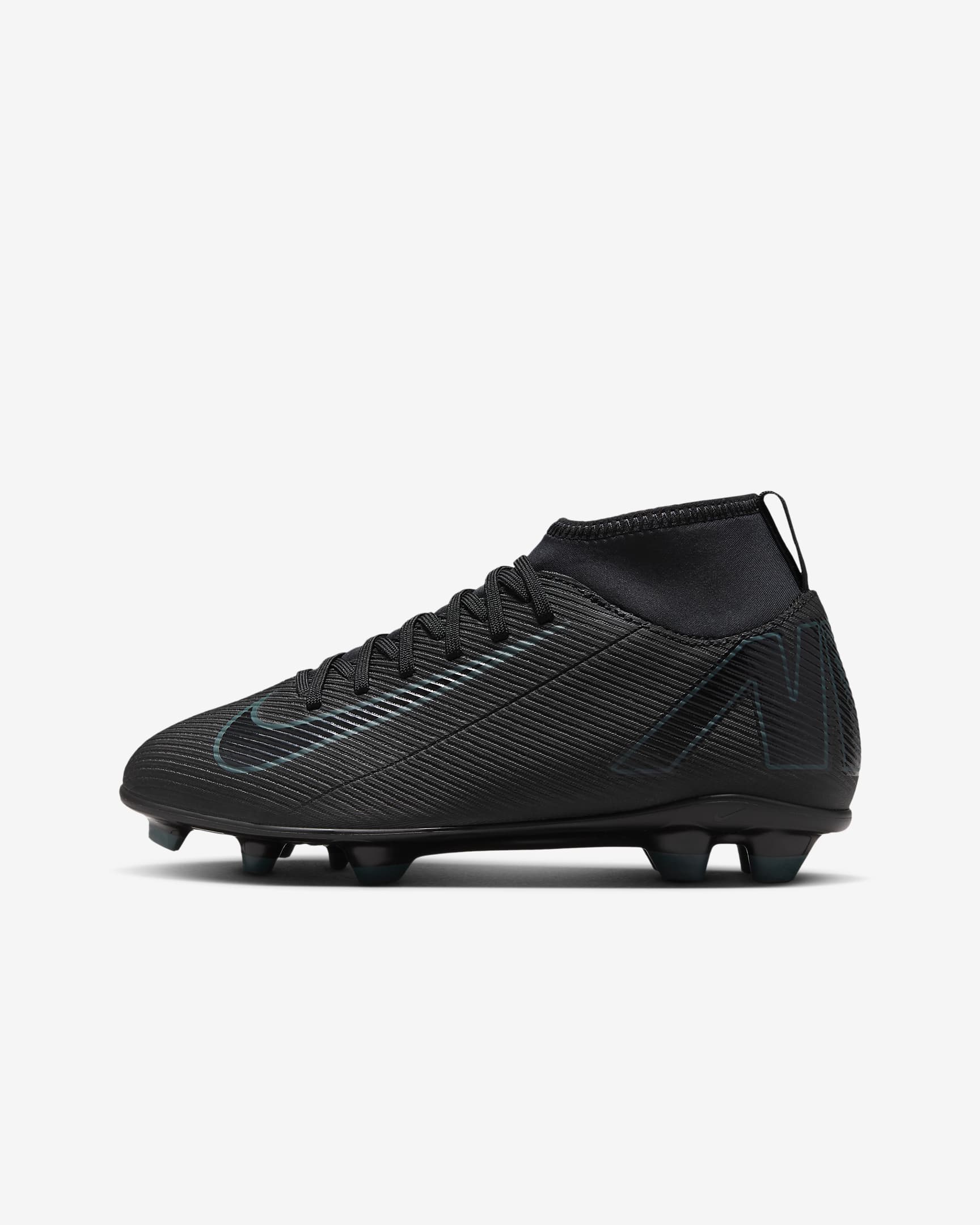 Nike Jr. Mercurial Superfly 10 Club high-top voetbalschoenen voor kleuters/kids (meerdere ondergronden) - Zwart/Deep Jungle/Zwart