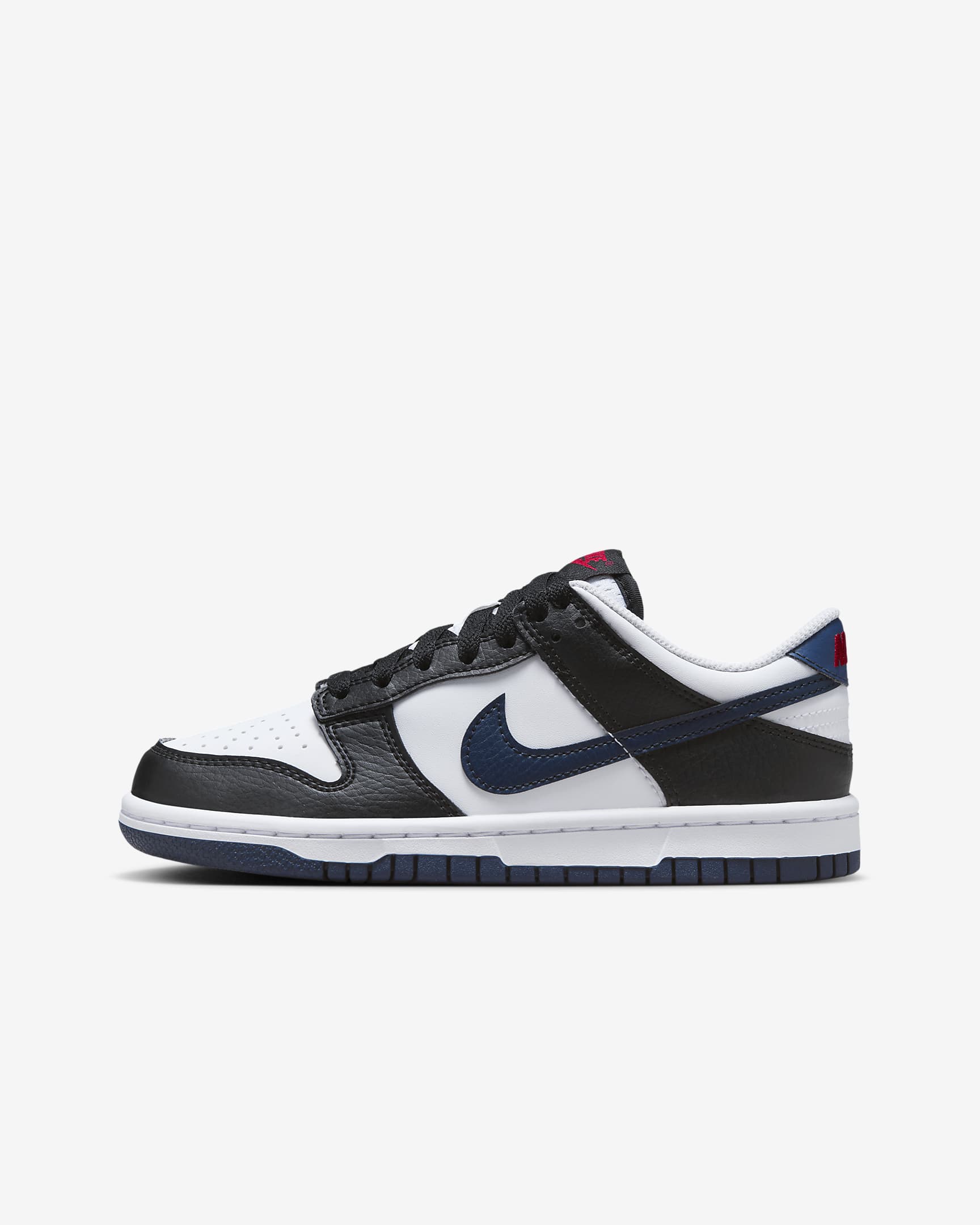 รองเท้าเด็กโต Nike Dunk Low - ดำ/ขาว/University Red/Midnight Navy