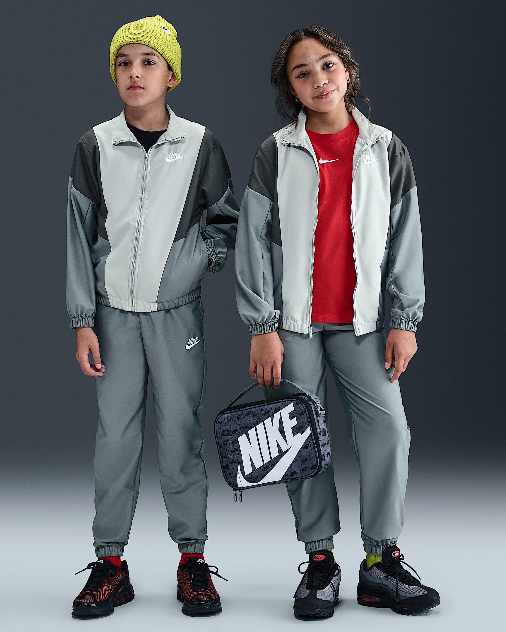 Nike Sportswear Big Kids' Woven Tracksuit - Smoke Grey/Light Smoke Grey/Anthracite/White
