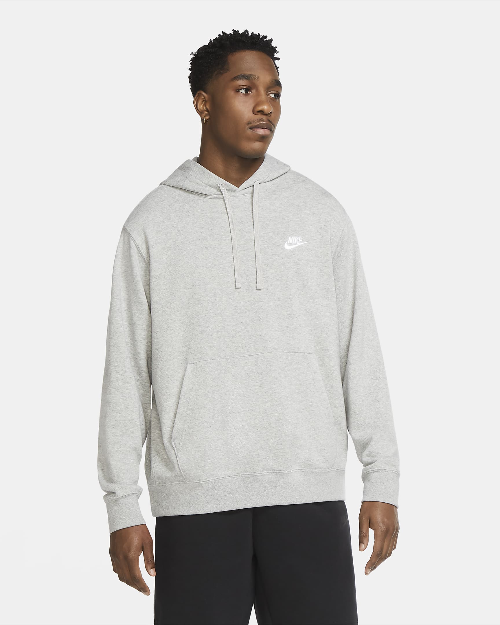 Nike Sportswear Club Erkek Kapüşonlu Sweatshirt'ü - Dark Grey Heather/Matte Silver/Beyaz