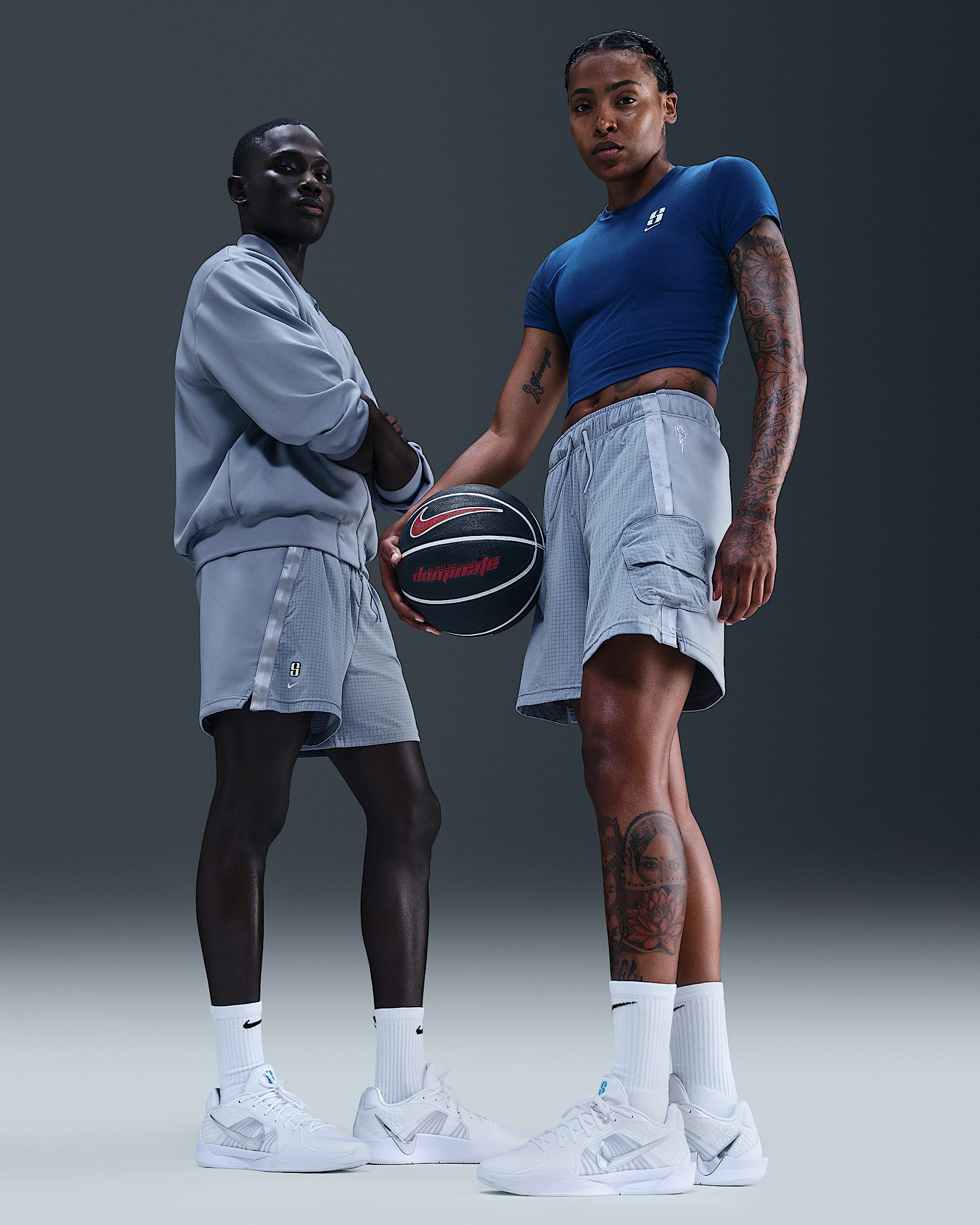 Shorts de básquetbol Sabrina - Pizarra cenizo/Pizarra cenizo/Espuma rosa