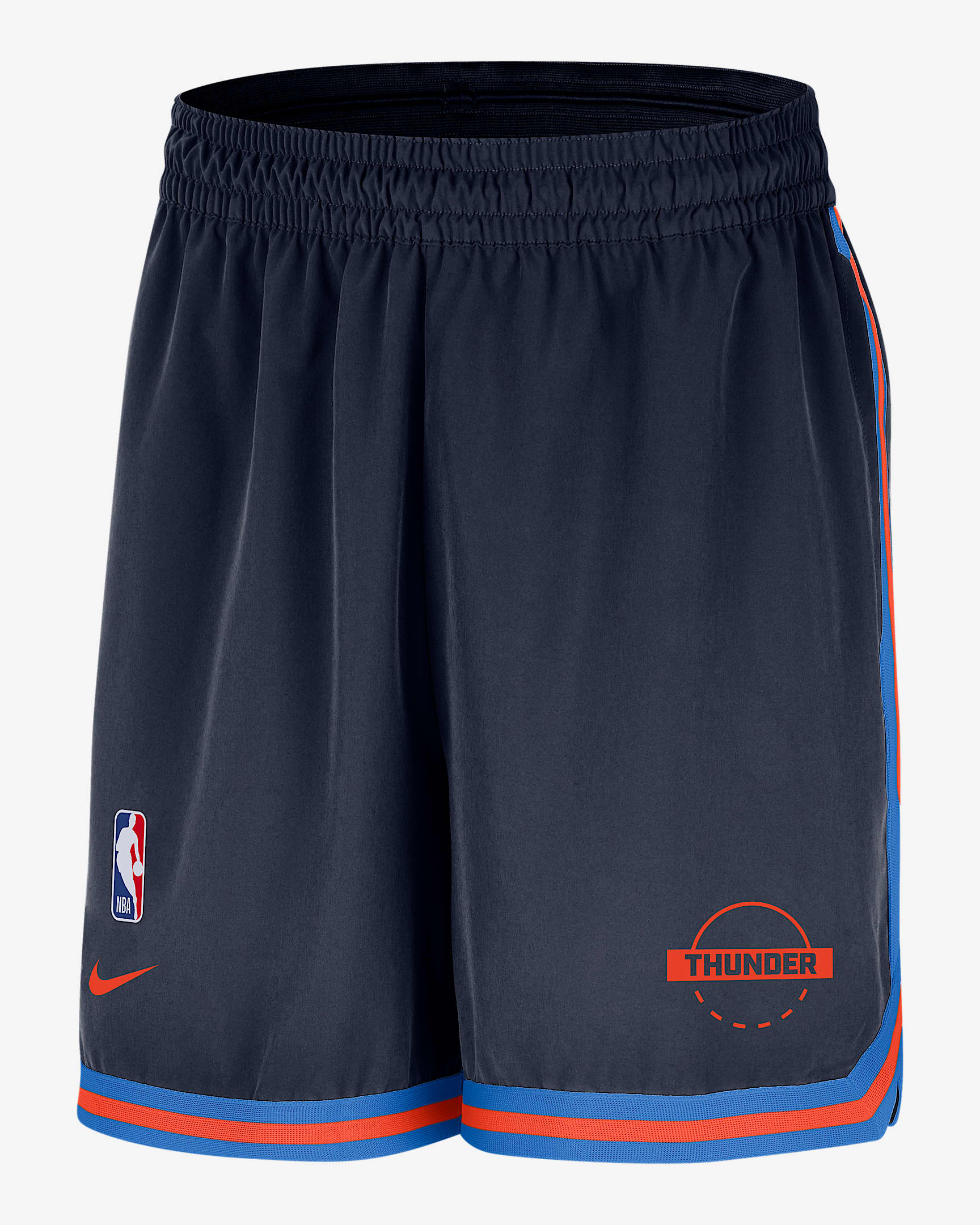 Shorts de tejido Woven Nike Dri-FIT UV de la NBA de 15 cm para hombre Oklahoma City Thunder DNA - Azul marino universitario/Azul señal/Naranja team/Naranja team