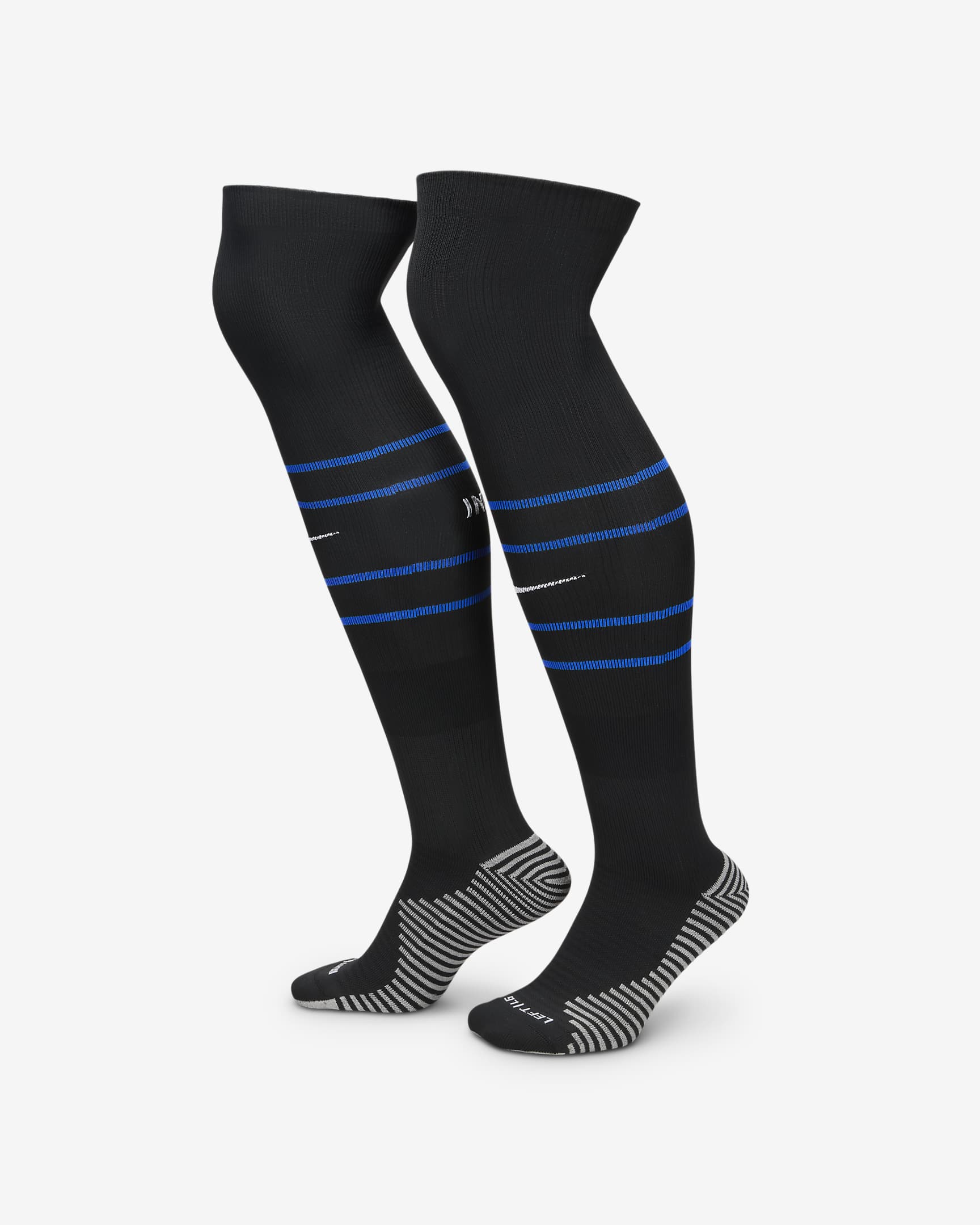 Inter Mailand Strike Home/Away Kniehohe Fußballsocken mit Nike Dri-FIT-Technologie - Schwarz/Lyon Blue/Weiß