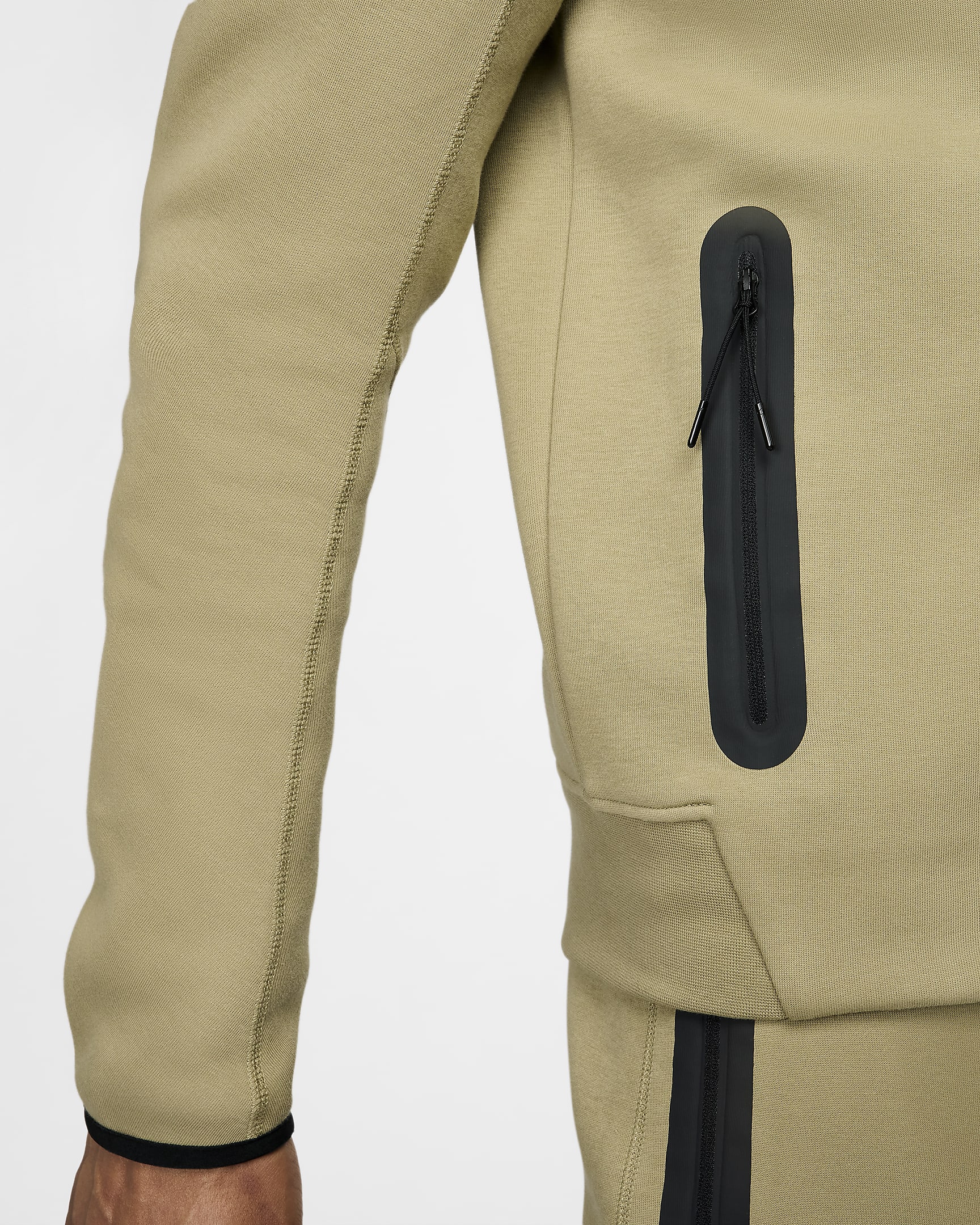 Nike Sportswear Tech Fleece Windrunner cipzáras, kapucnis férfipulóver - Neutral Olive/Fekete