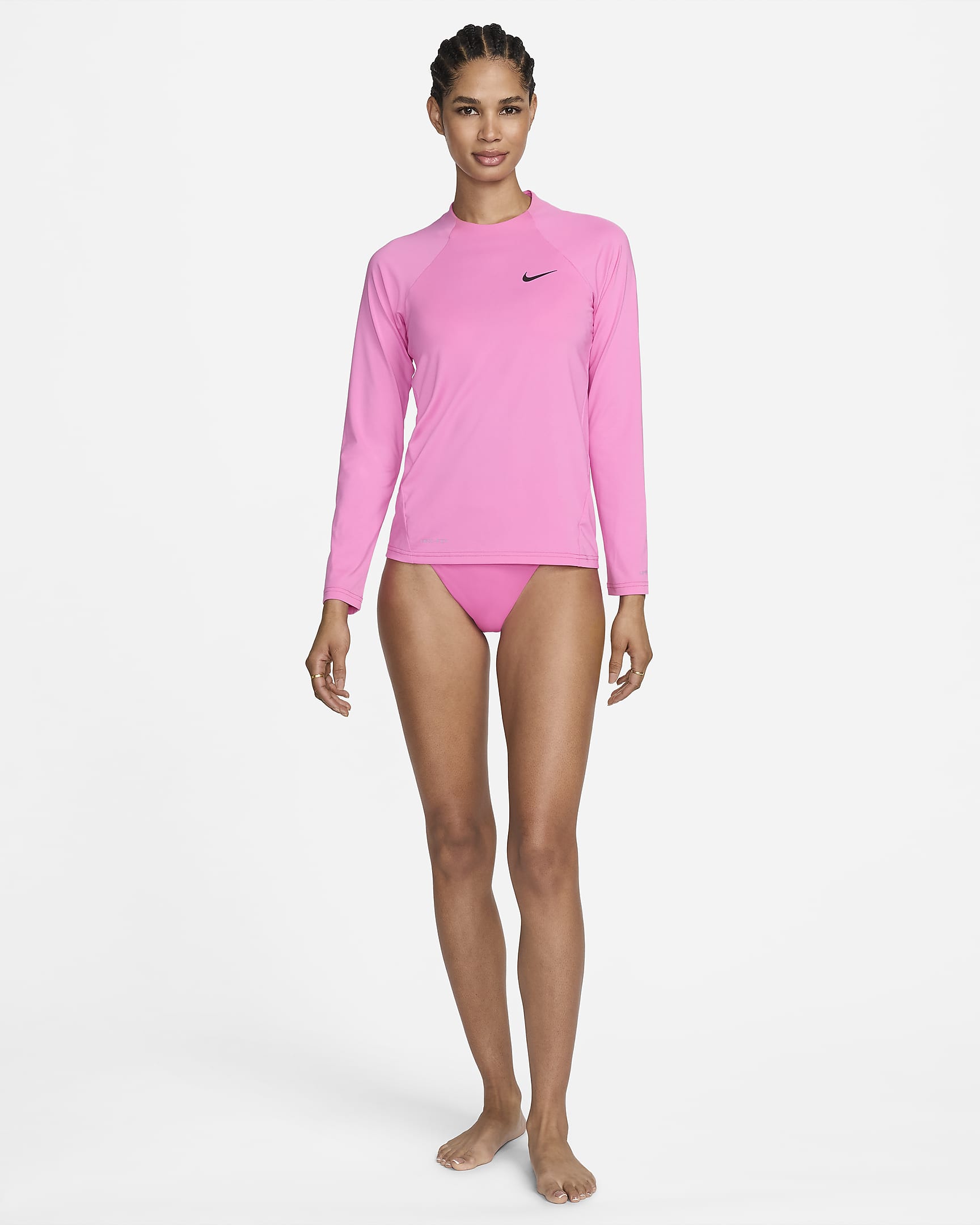 Camiseta Hydroguard de natación de manga larga para mujer Nike Essential - Rosa alegre