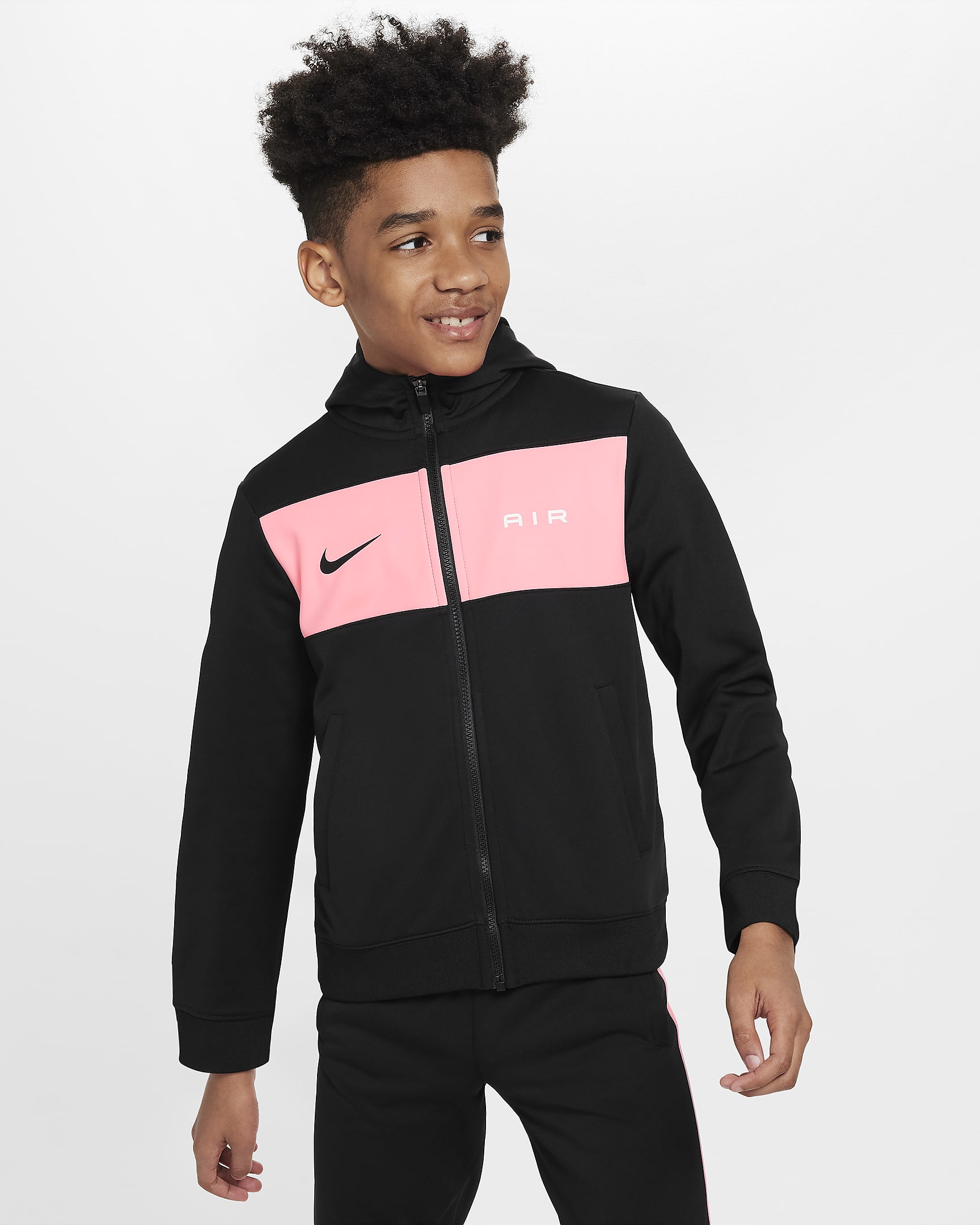 Nike Air Older Kids' (Boys') Full-Zip Hoodie - Black/Pink Foam