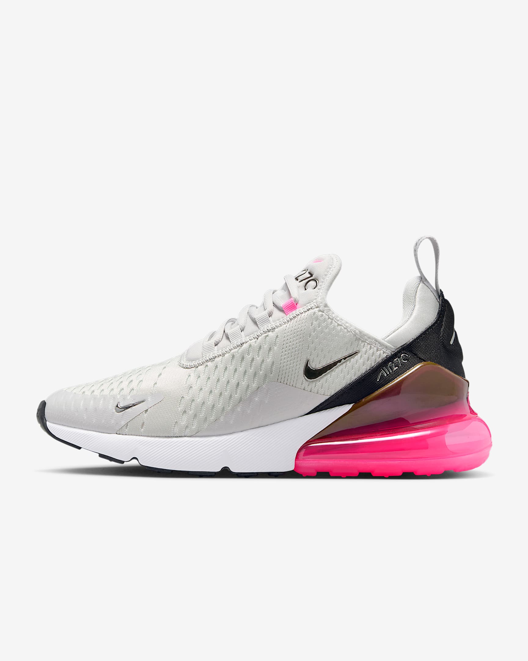 Tenis para mujer Nike Air Max 270 - Polvo fotón/Hiperrosa/Blanco/Plata metalizado