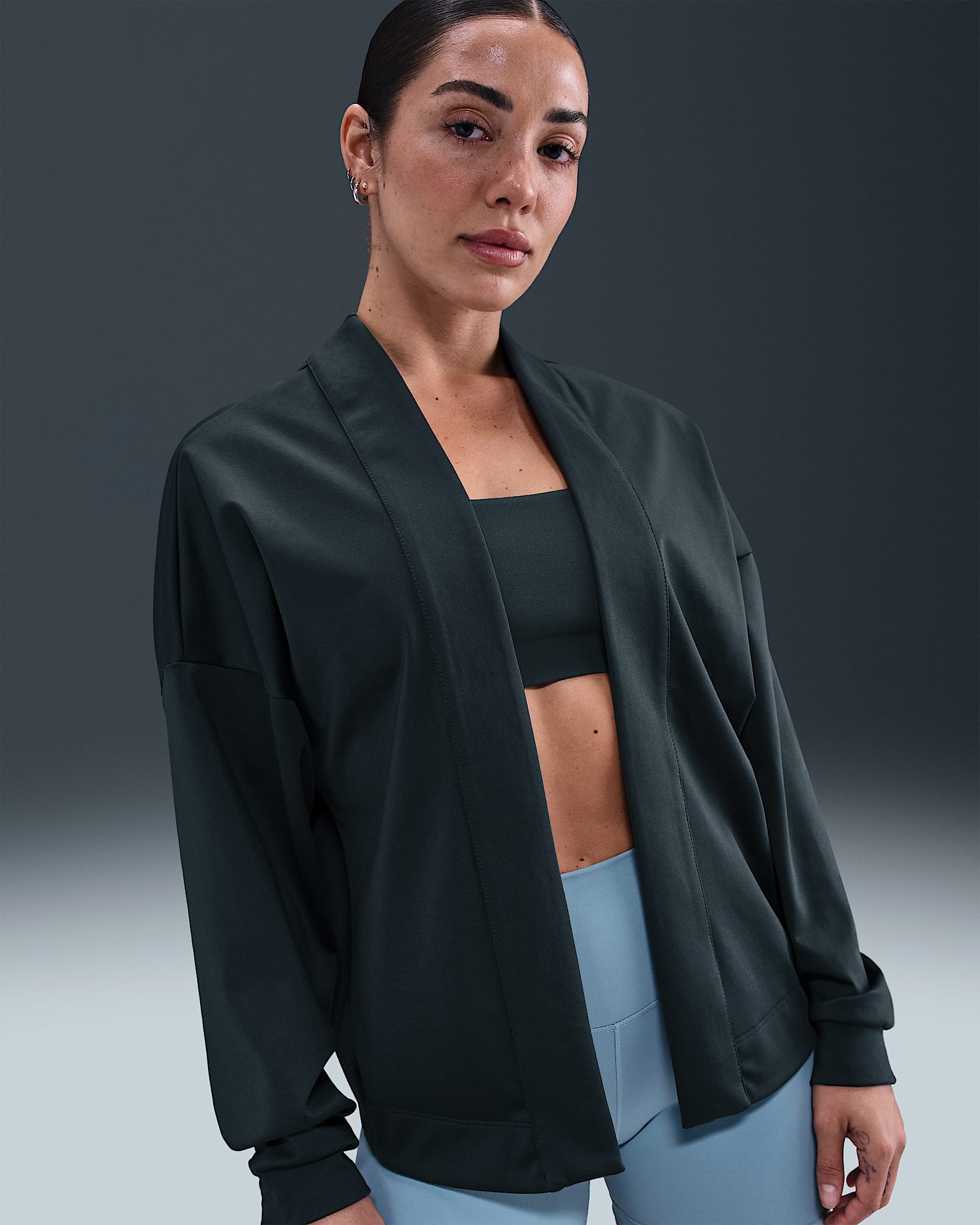 Nike Zenvy Càrdigan oversized Dri-FIT - Dona - Seaweed/Blanc