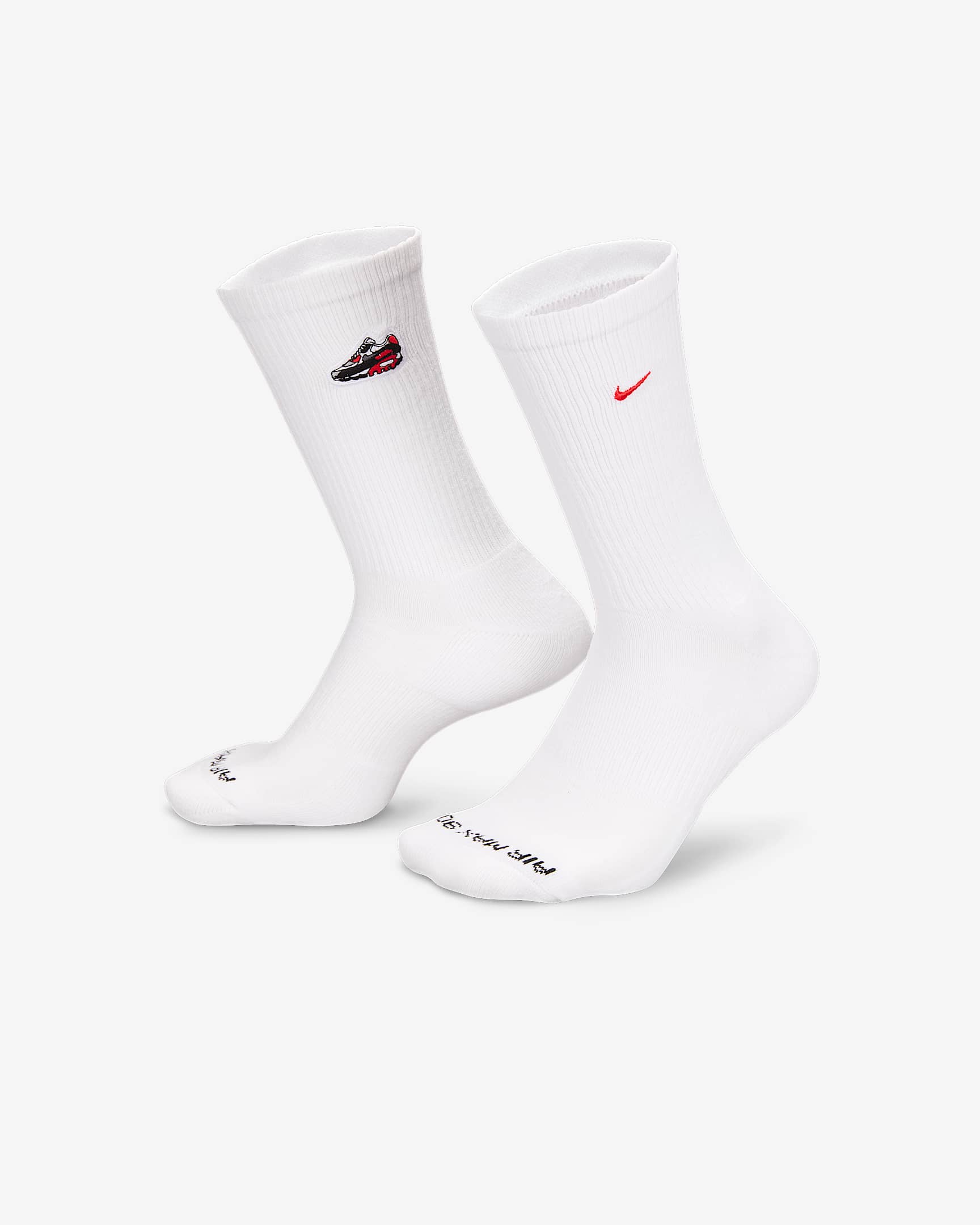 Nike Air Max 90 Everyday Plus Cushioned Crew Socks (1 Pair) - White/Bright Crimson