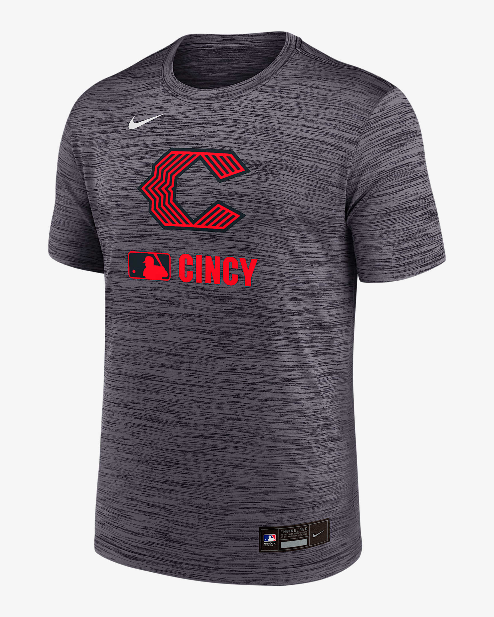 Cincinnati Reds Authentic Collection City Connect Velocity Men's Nike Dri-FIT MLB T-Shirt - Black