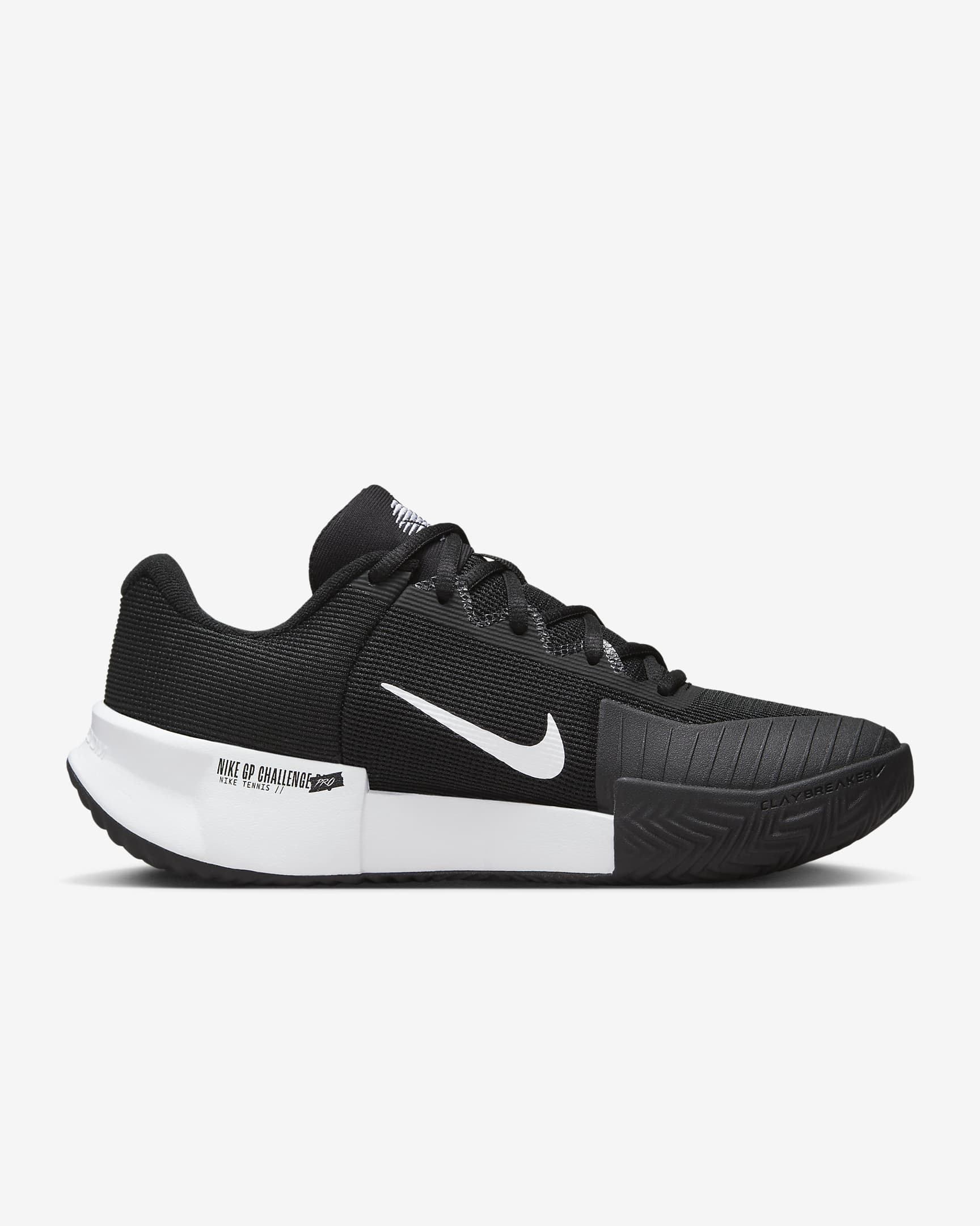 Chaussure de tennis pour terre battue Nike GP Challenge Pro pour femme - Noir/Noir/Blanc