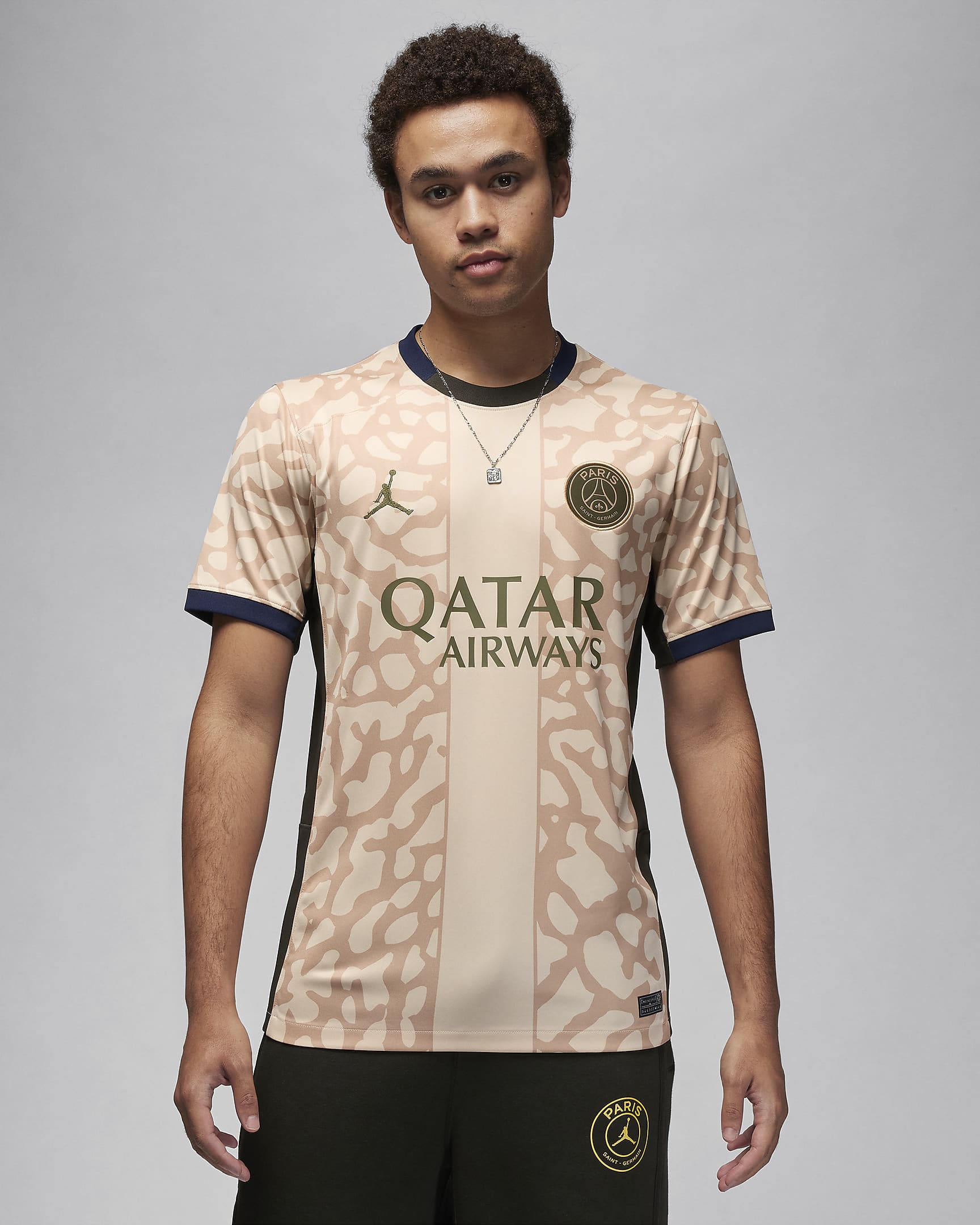 Paris Saint-Germain 2023/24 Stadium Fourth Men's Jordan Dri-FIT Football Replica Shirt - Hemp/Obsidian/Sequoia/Rough Green