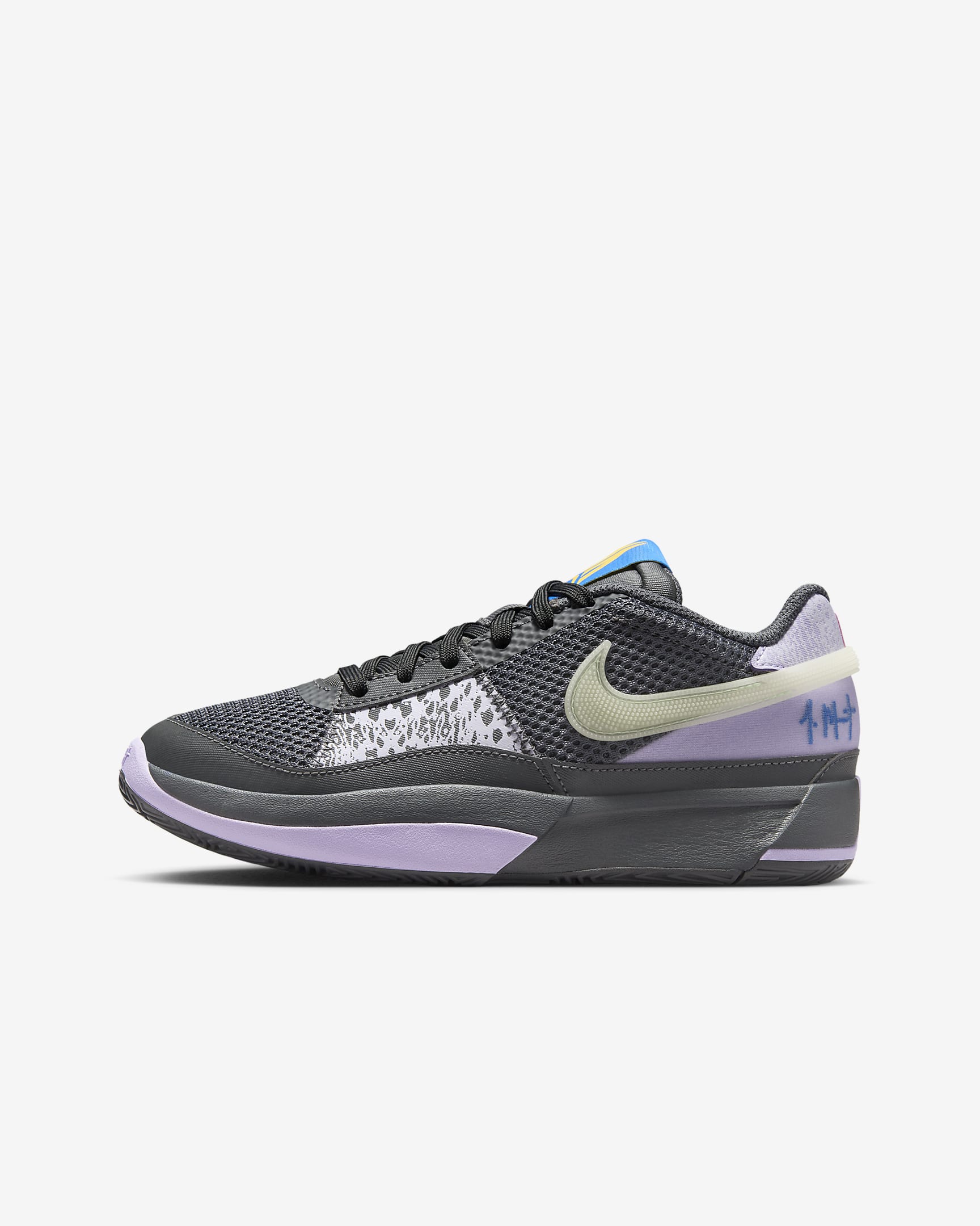 Ja 1 "Night" Older Kids' Basketball Shoes - Iron Grey/Lilac Bloom/Light Photo Blue/Glow