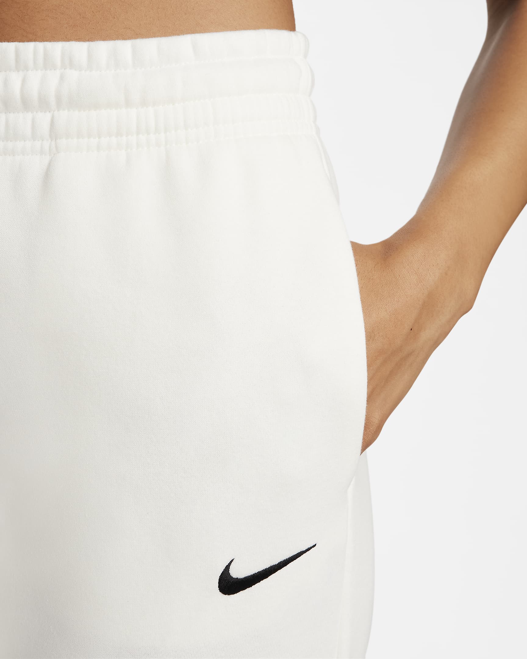 Pants de entrenamiento de tiro medio para mujer Nike Sportswear Phoenix Fleece - Vela/Negro